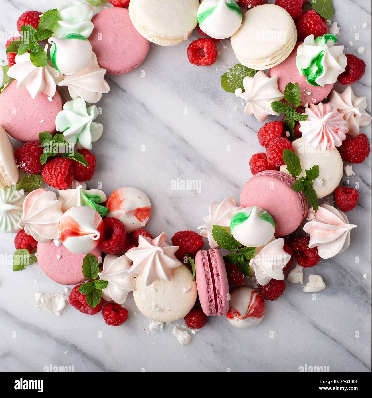 Dolce di Natale idea, macarons corona Foto Stock
