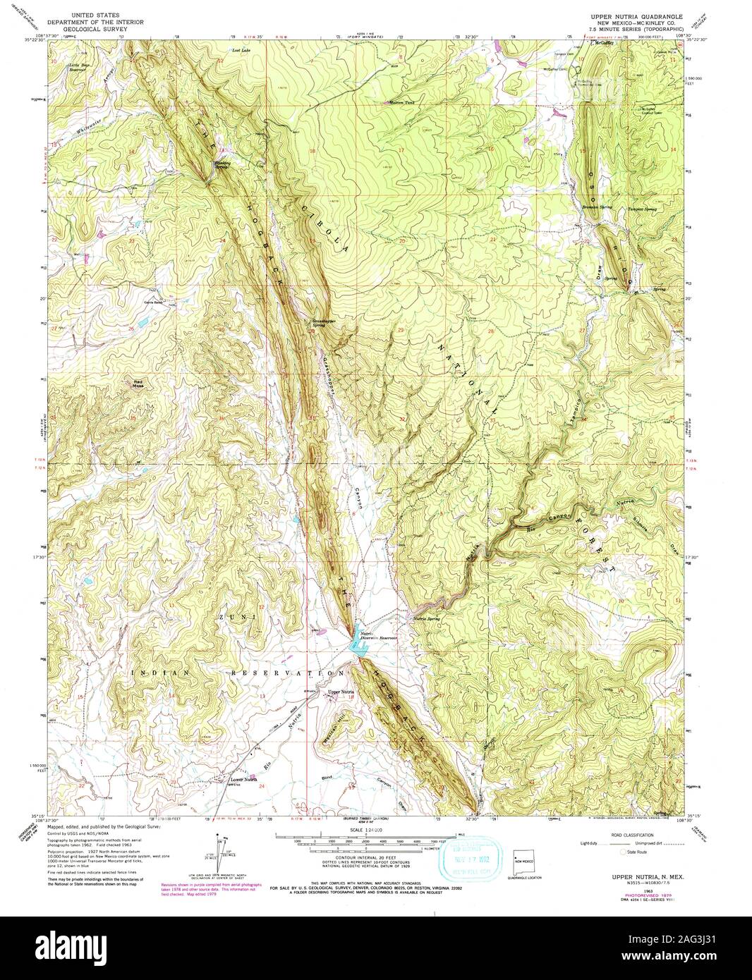 USGS TOPO Map New Mexico NM superiore di nutria 193452 1963 24000 Restauro Foto Stock