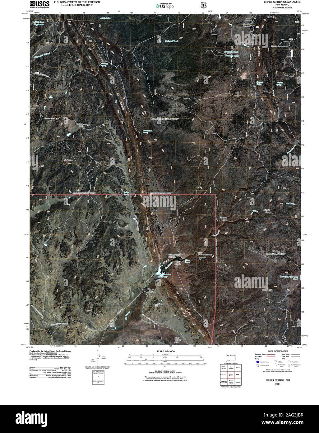 USGS TOPO Map New Mexico NM superiore 20110210 Nutria TM il restauro Foto Stock