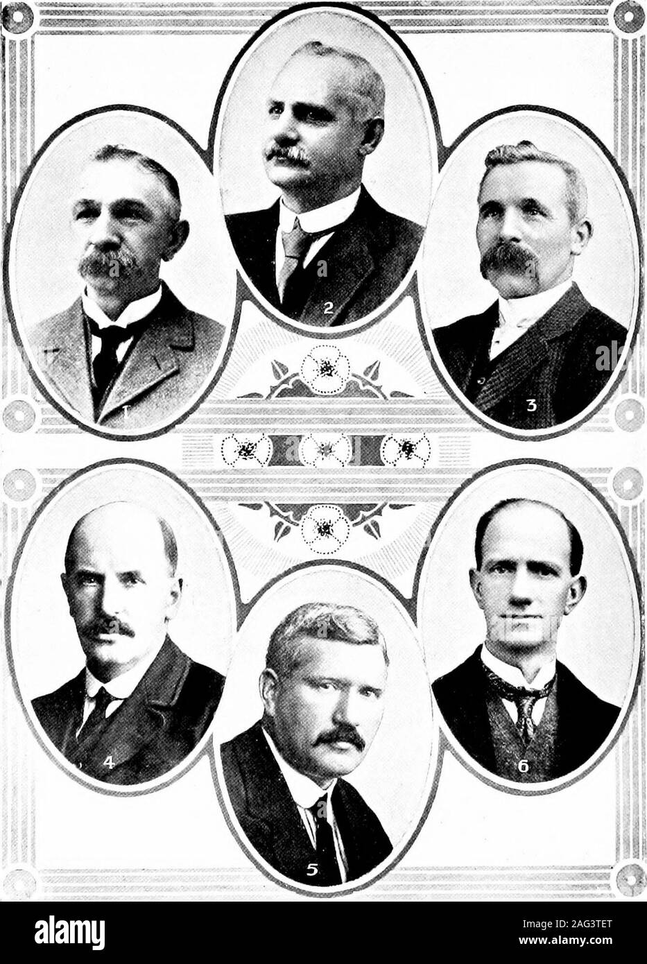 . La storia del Regno di co-operativa società cottura Ltd., una cinquantina di anni di record, 1869-1919. 1. WILLIAM MILLER, distributiva Manager. Glasgow, 2. JOHN DAVIDSON, Master di opere, Glasgow, 3. JOHN MTHAIL, Delivery Manager, Glasgow, ?( JOHN TOWART. Purveying Manager, Glasgow, 5, WILLIAM NINIAN, Biscuit Production Manager, Glasgow, 6, MURDOCH RICHARD, pane e pasticceria Production Manager. Glasgow. I responsabili di reparto. 1. JOHN REID, produttivo Manager, Clydebank. 2. ALLAN STEWART, Dislnbulive Manager, Clydebank, 3. MALCOLM MTARLANE, Delivery Manager, Clydebank A. DUNCAN MINNES, Branch Manager, Belf Foto Stock