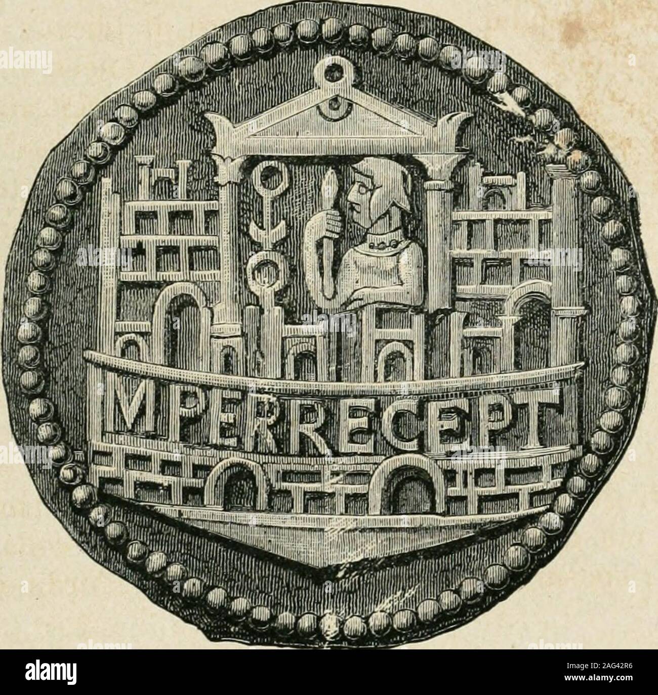 . Storia dell'Italia antica. in parole, ogniquestione fu troncata dai pretoriani, i quali non inten-dendosi più di Ilepubblica volevano onu imperatore, e locrearono da sé per averne doni più larghi. Nò fu difficiletrovare luomo da ciò. Mentre, nel tumulto che segui al-luccisione, andava un sacco il palazzo imperiale, Onu sol-dato scoprì Claudio, che pieno di paura stava rincantuc- Cap. II.] CLAUDIO FATTO imperatore dai pretoriani. 337 ciato dietro una portiera, e lo traccia dal nascondiglio. 11pover uomo si gettò in ginocchio chiedendo in grazia lavita; e il soldato lo gridò imperatore, e lo menò Foto Stock