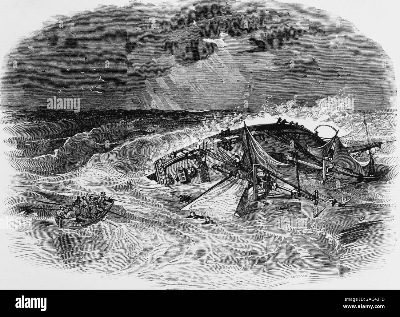 Relitto del Brigantino Americano Somers, 8 Dicembre 1846 Foto Stock