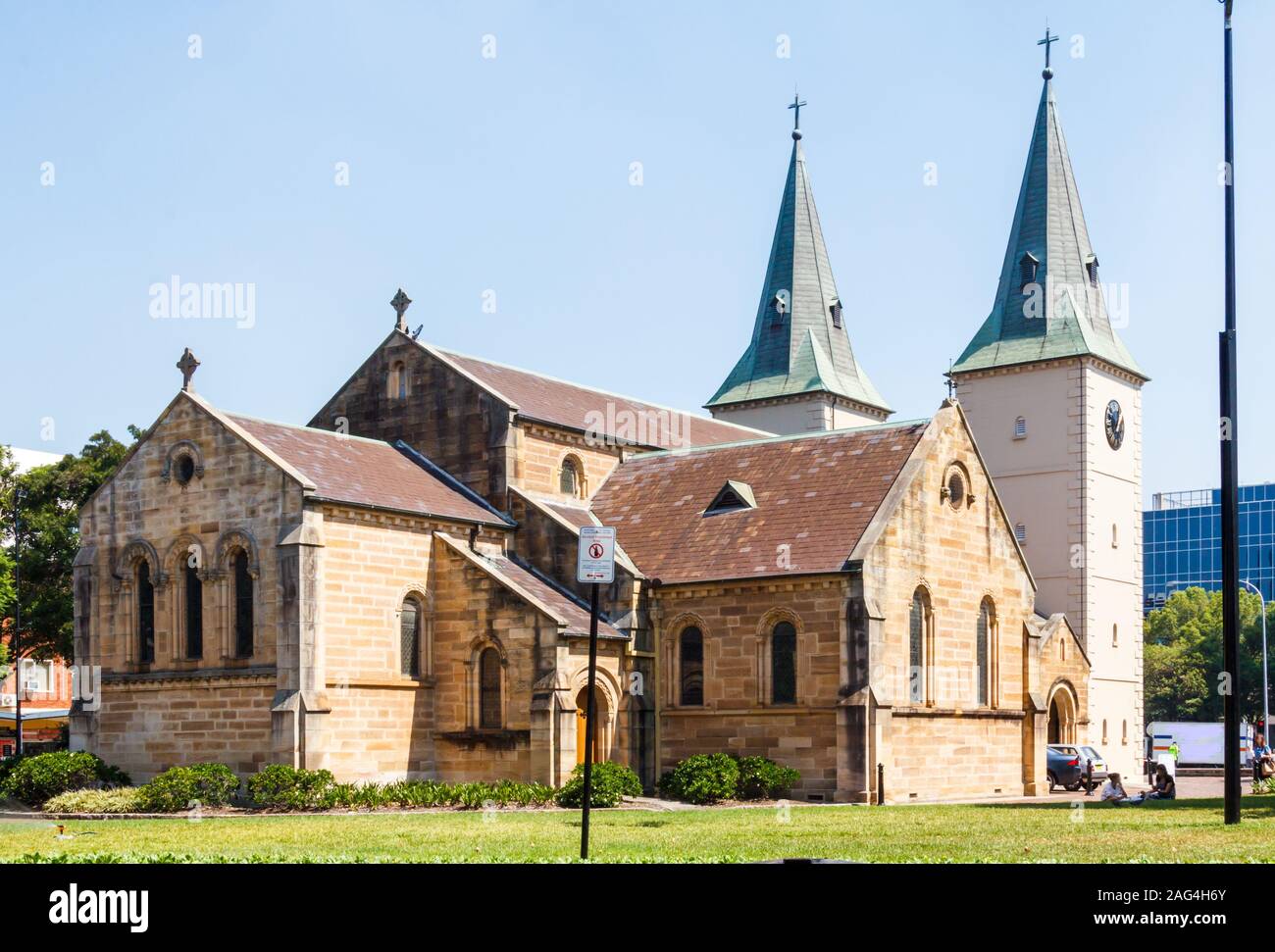 Vista posteriore della cattedrale di San Giovanni, Parramatta, Sydney, NSW, Australia Foto Stock
