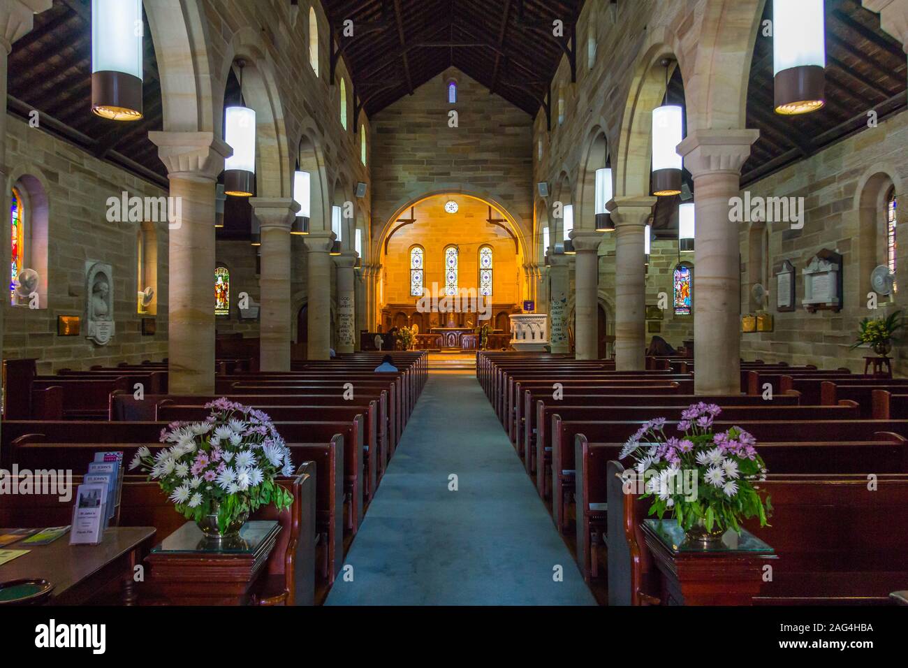 Interno della cattedrale di San Giovanni, Parramatta, Sydney, NSW, Australia Foto Stock
