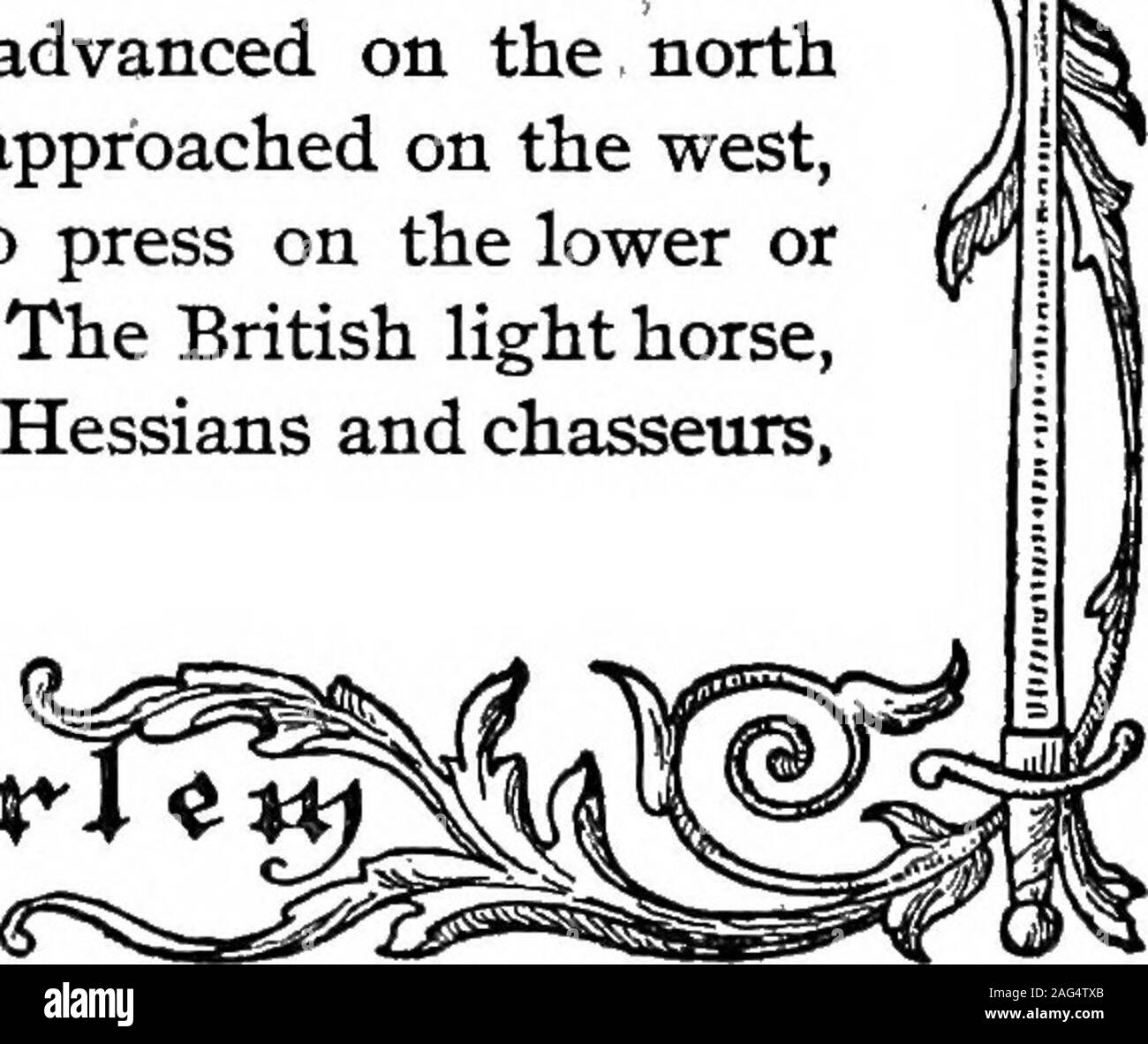 . Le opere di Washington Irving. Egli testa di King Street, equitazione essere-capitano laterale della foresta di artiglieria. Batteria WhenForests di sei cannoni era aperto thegeneral k^t sulla sinistra e advanced con esso,dando indicazioni per il fuoco. La sua posizione wasan esposto uno, e lui è stato ripetutamente en-trattata a cadere indietro; ma tutti tali entreatieswere inutile, quando una volta divenuto riscaldata l'inerzia. Il nemico era la formazione di un paio di cannonin la strada principale per formare una batteria, whichmight hanno dato gli americani un seriouscheck ; ma il capitano a Washington e ho^ieuten-ant Monroe, con una parte della protezione avanzata,rush Foto Stock