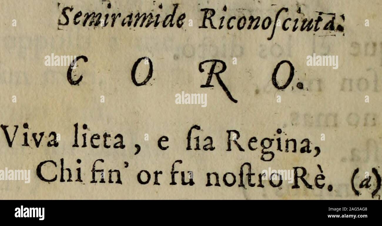 . Semiramis conocida : opera dramatica para representarse en el Real coliseo del Buen-Retiro : festejandose el dia gloriosissimo natalico de su magestad catholica el Rey nuestro señor D. Fernando VI., por Orden de su Magestad catholica la reyna Nuestra Señora, ano de MDCCLIII. ina Porti fui Trono il grafico a torta. CORO. (*) S1%a in piedi fui Trono,(b) depone la Corona fulTrono. Semìramìs Conocida, 1.7 mi Diga , èl que los dictó. ¿/¿.Todos fon mios. Sem. Bafta,nomas. Sib. No baila. Sem. ( Aftro¿ impíos ! ) Sib. Yà que yo eftoy perdido, No quede otro guftofo. Pueblo , Amigos,Os defcubro engaño delle Nazioni Unite. Abrid Foto Stock