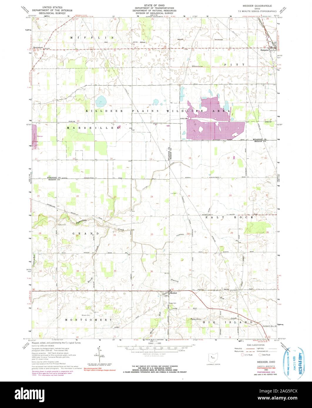 USGS TOPO Map Ohio OH Meeker 225763 1961 24000 Restauro Foto Stock