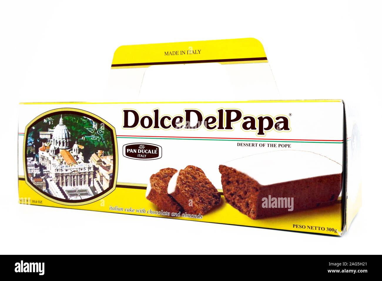 Dessert del Papa, Italiano torta di cioccolato e mandorle prodotte dal Pan Ducale Foto Stock