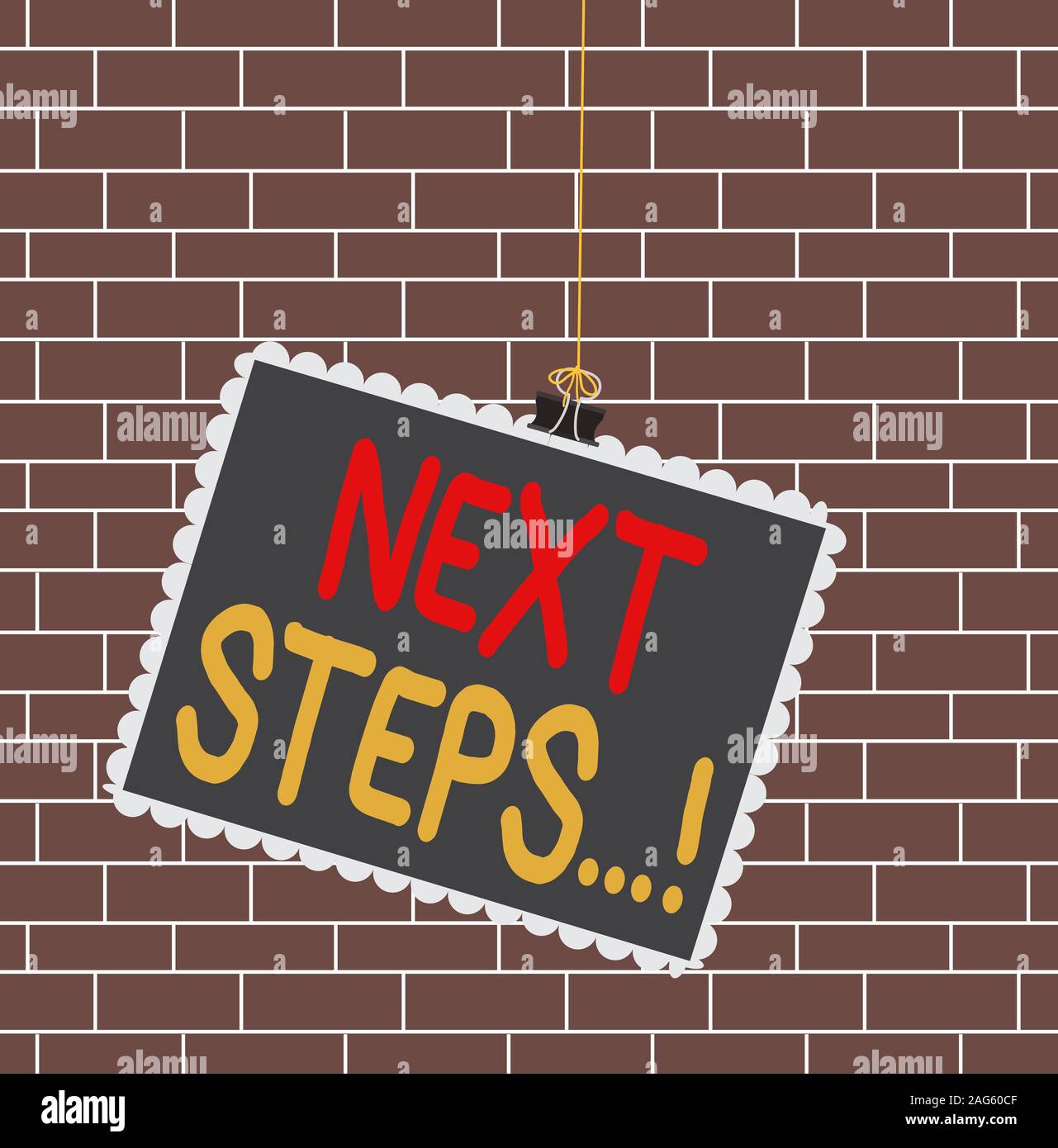 Segno di testo che illustra i passi successivi. Business photo mostrare qualcosa se non dopo aver finito di fare prima un timbro bloccato binder clip clip di carta s Foto Stock