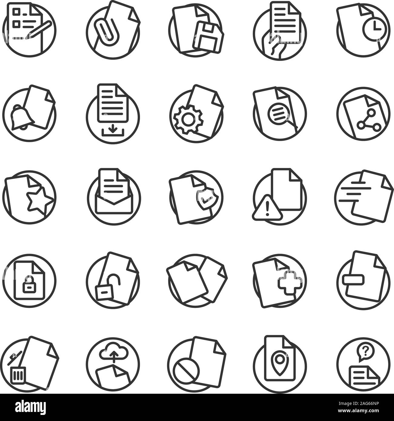 Struttura documento icon set. Vettore e illustrazione. Illustrazione Vettoriale