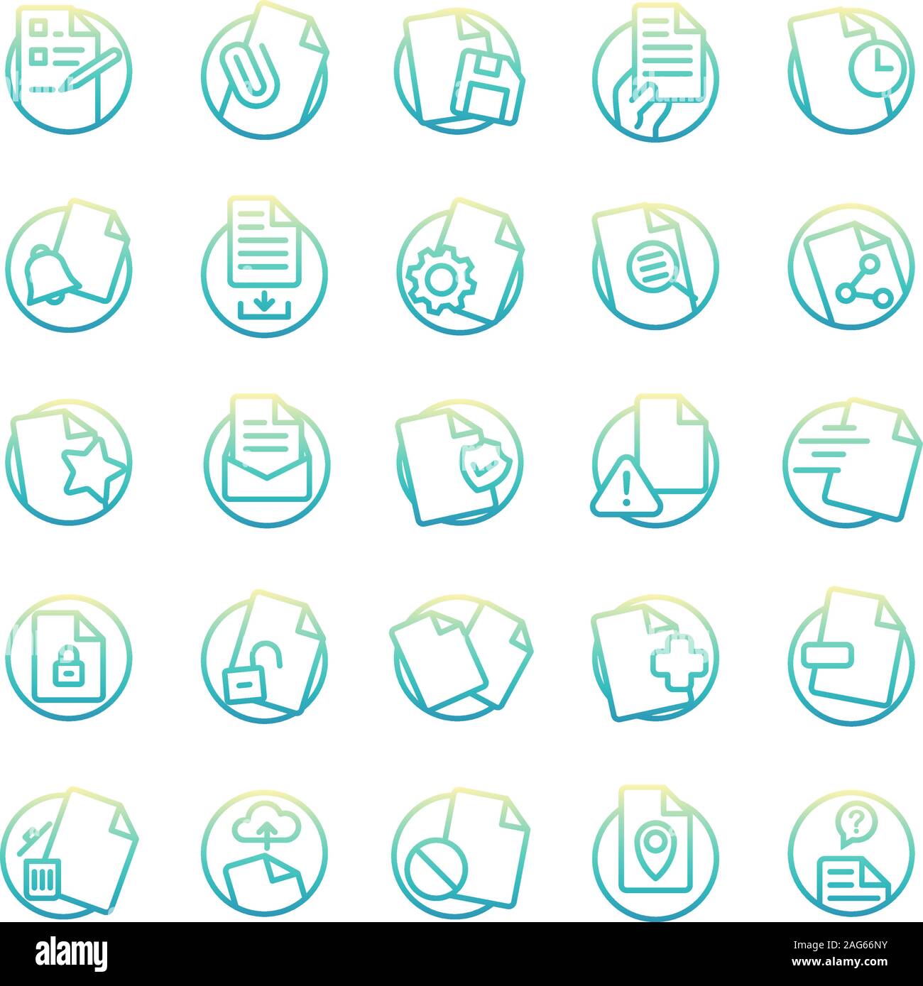 Gradiente di documento icon set. Vettore e illustrazione. Illustrazione Vettoriale