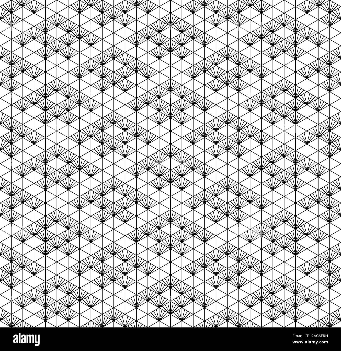 Japanese seamless disegno geometrico.Per il modello di progettazione,,tessile tessuto,carta di avvolgimento,Taglio e incisione laser.spessore medio delle linee. Illustrazione Vettoriale