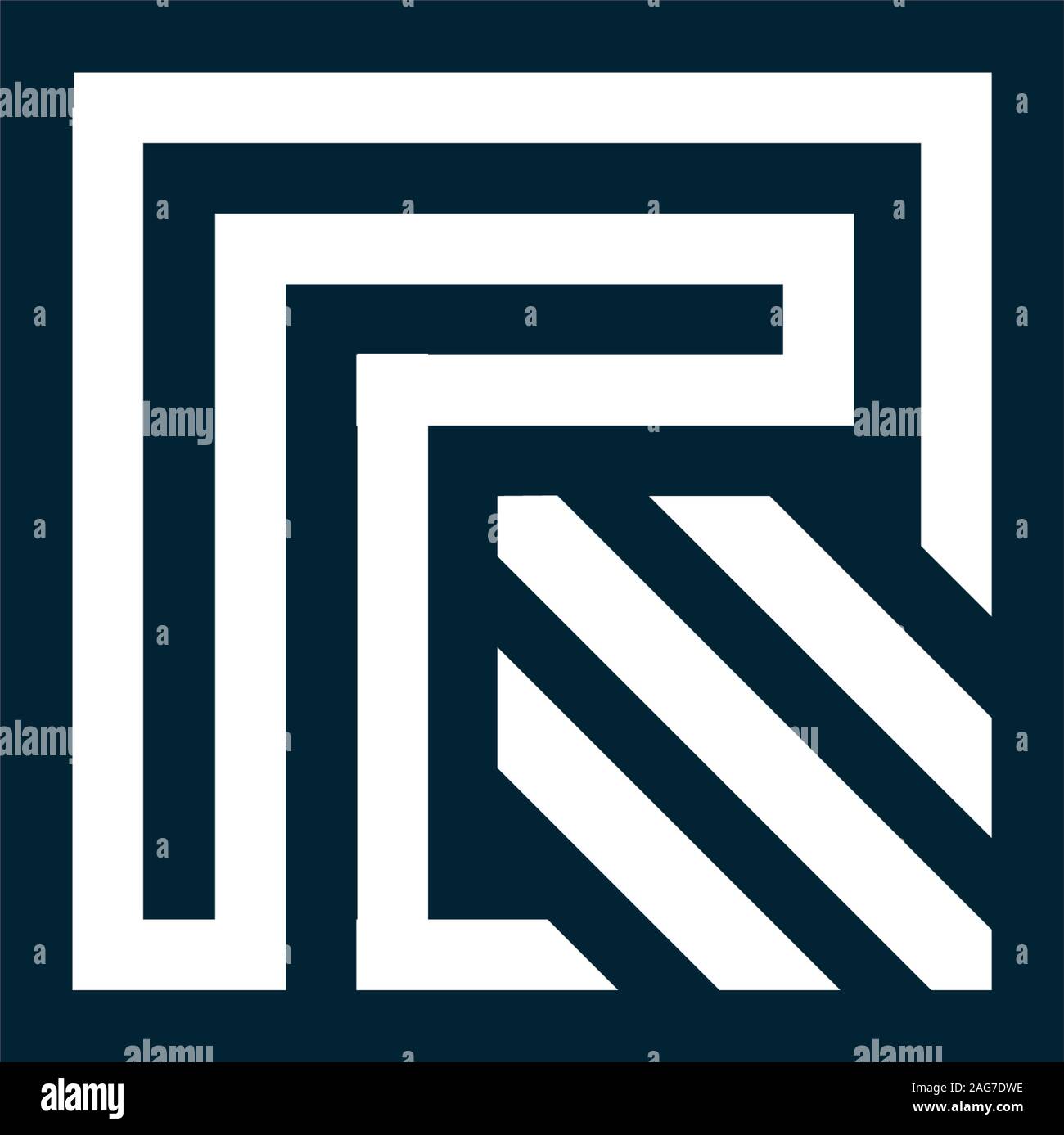 Lettera R. vettore lettera. Isolato geometrica logo inusuale. Stilizzata forma geometrica con angoli arrotondati. Logo di arte architettonica del team creativo di Illustrazione Vettoriale