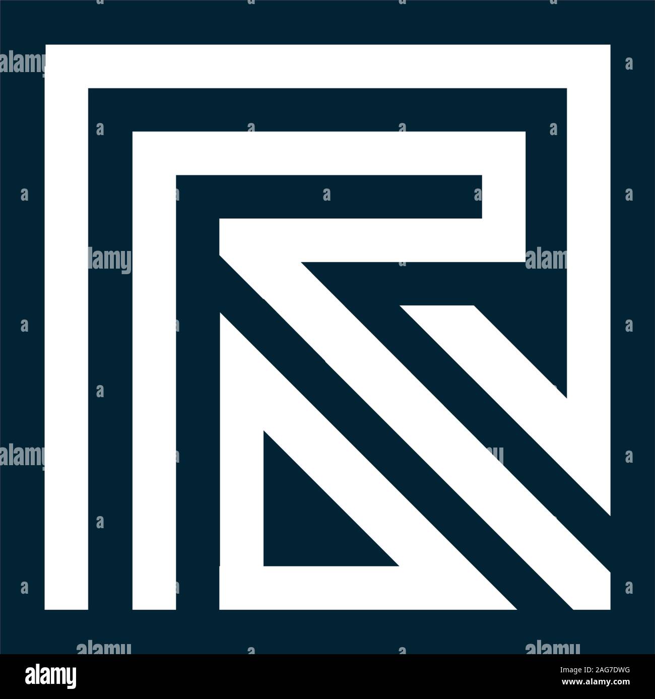 Lettera R. vettore lettera. Isolato geometrica logo inusuale. Stilizzata forma geometrica con angoli arrotondati. Logo di arte architettonica del team creativo di Illustrazione Vettoriale