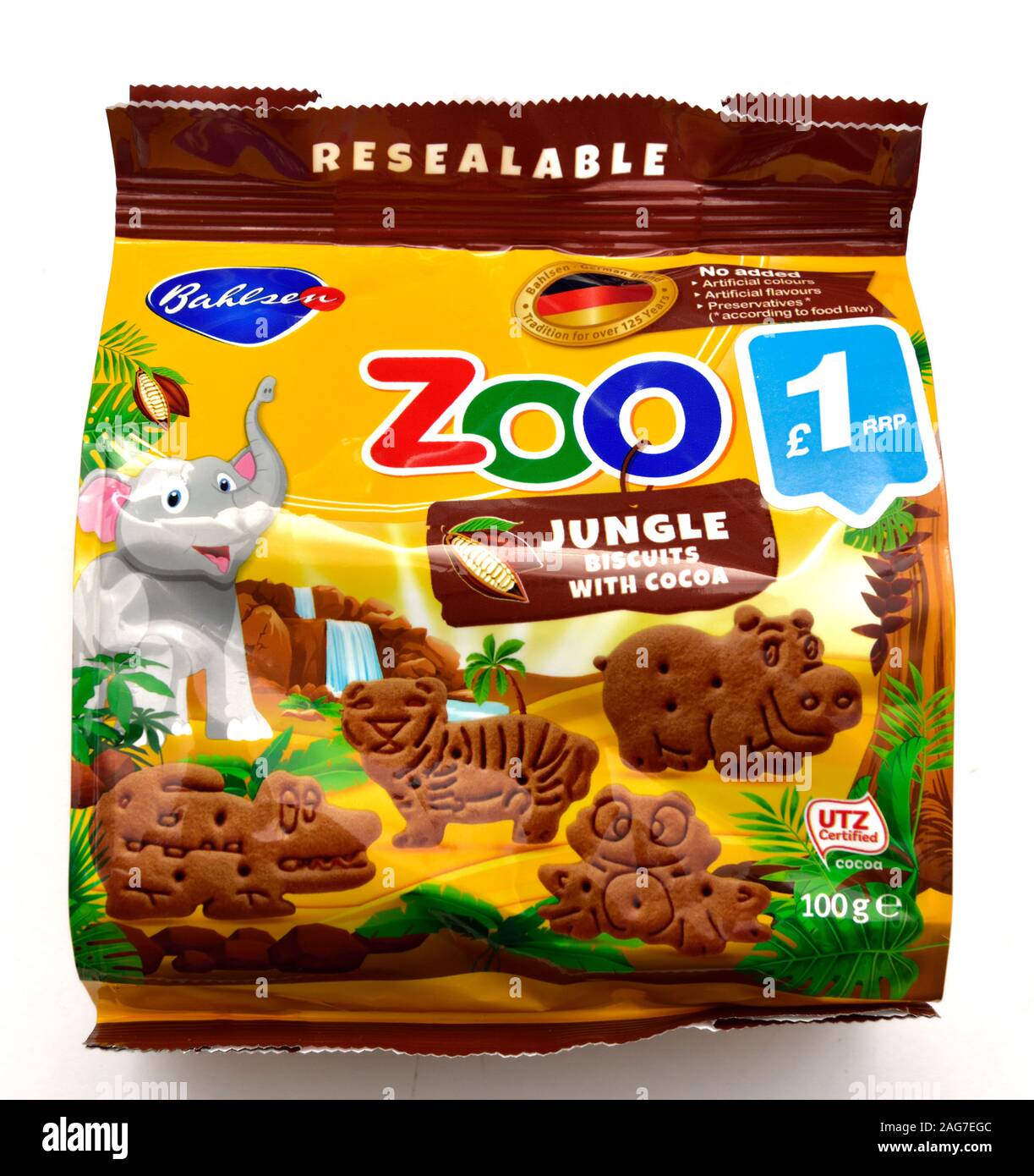 Lo Zoo di Bahlsen Jungle biscotti con cacao 100g bag,UTZ Certified Foto Stock