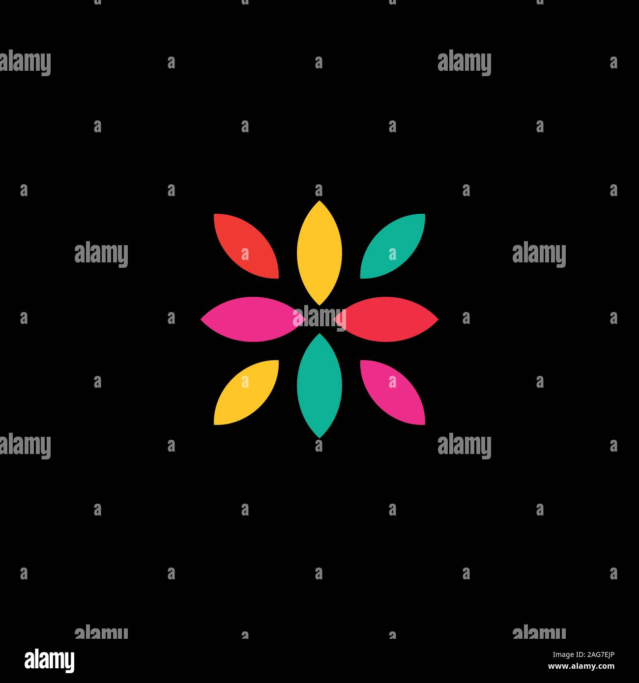 Colorate vettore astratto petali di fiori, frutta e foglie. Digital logo colorato. Vettore logo isolato. Logo creativo. Logo vettoriale modello. Insolito Illustrazione Vettoriale