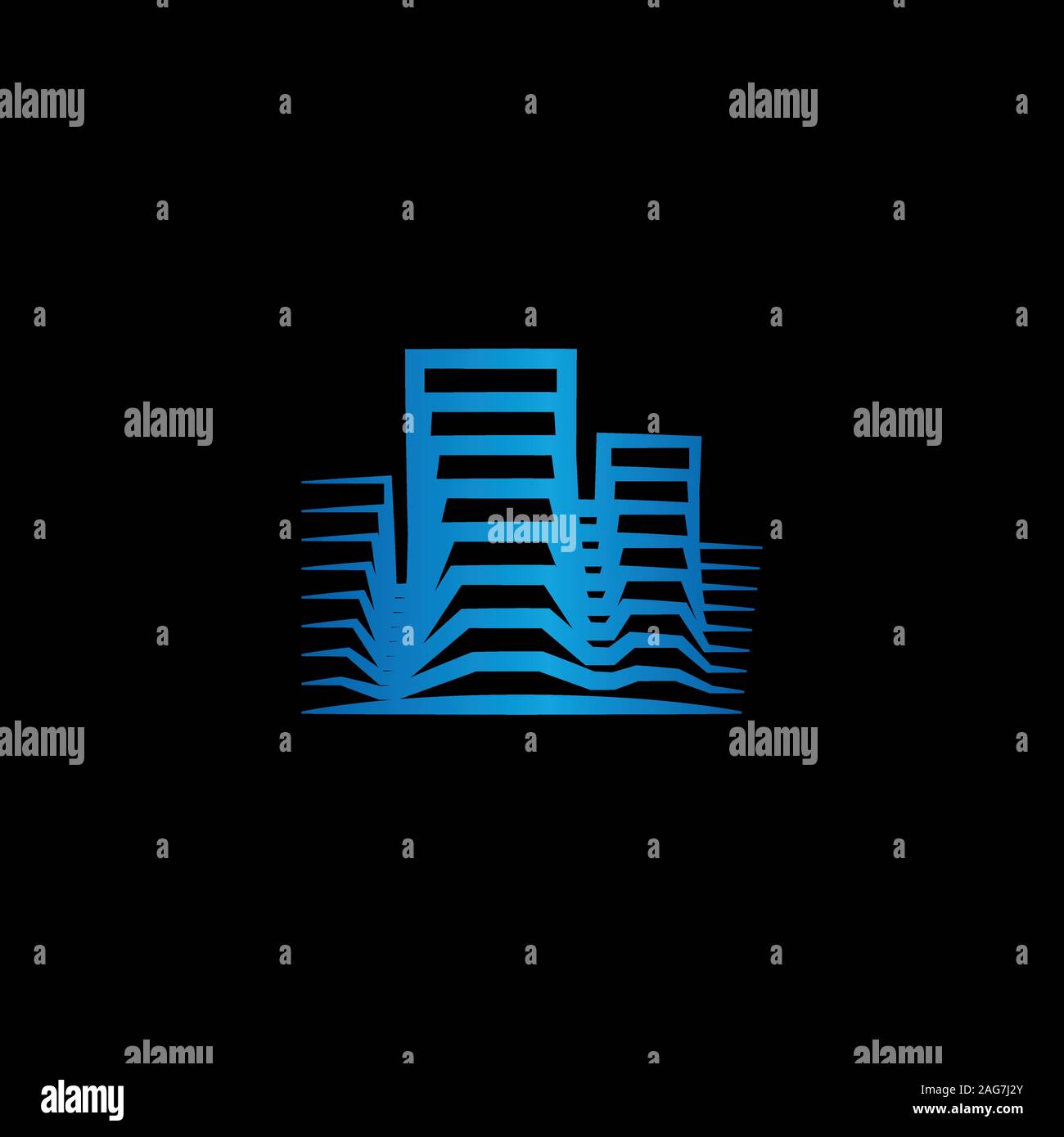 Isolato immobiliare di logo. Edificio icona di colore. Agenzia di noleggio logo. Icona di architettura. Costruzione agenzia di sviluppo logo. Città quartiere logotipo. Illustrazione Vettoriale