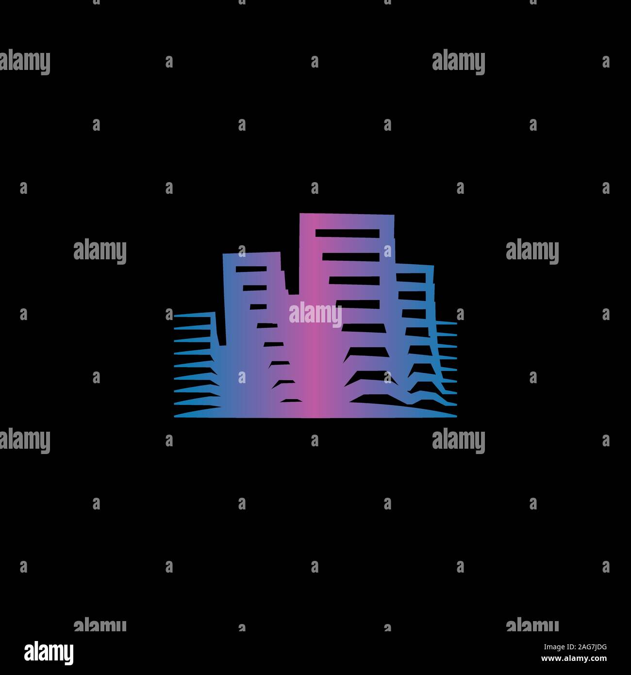 Isolato immobiliare di logo. Edificio icona di colore. Agenzia di noleggio logo. Icona di architettura. Costruzione agenzia di sviluppo logo. Città quartiere logotipo. Illustrazione Vettoriale