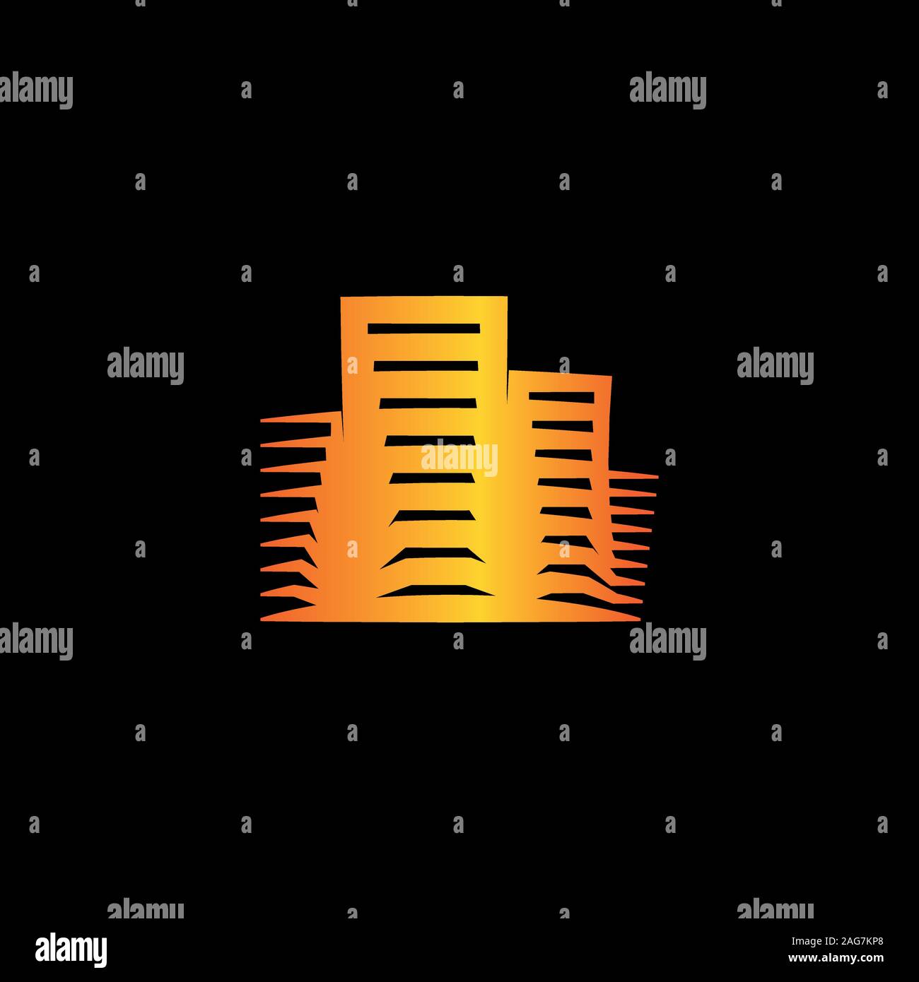 Isolato immobiliare di logo. Edificio icona di colore. Agenzia di noleggio logo. Icona di architettura. Costruzione agenzia di sviluppo logo. Città quartiere logotipo. Illustrazione Vettoriale