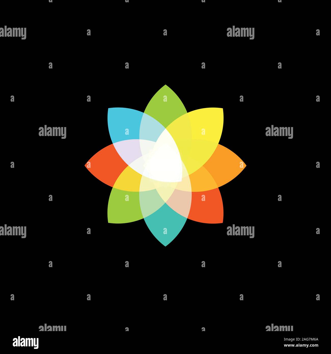 Abstract isolato star il logo colorato. Fiore di colore logo. Lotus logotipo vettoriale. Gladiolus vector logo.Daffodil il logo del vettore. La natura organica icona Illustrazione Vettoriale