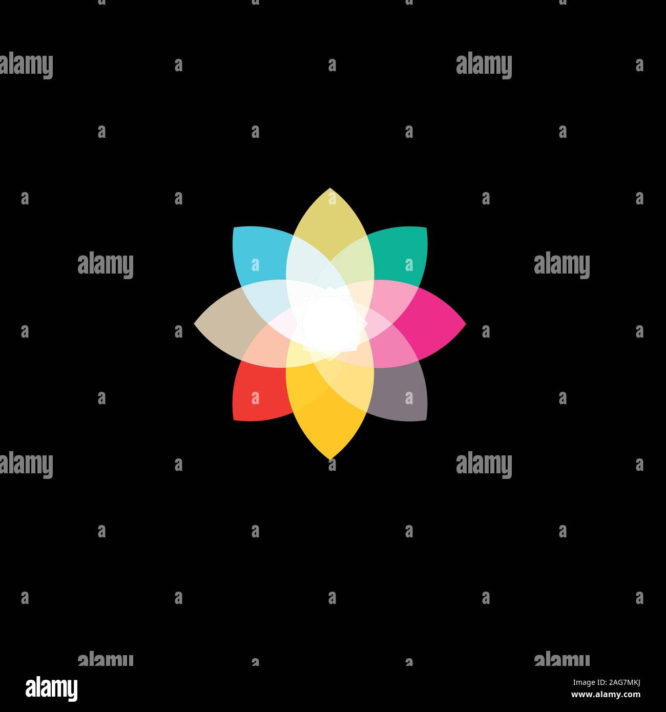 Abstract isolato star il logo colorato. Fiore di colore logo. Lotus logotipo vettoriale. Gladiolus vector logo.Daffodil il logo del vettore. La natura organica icona Illustrazione Vettoriale