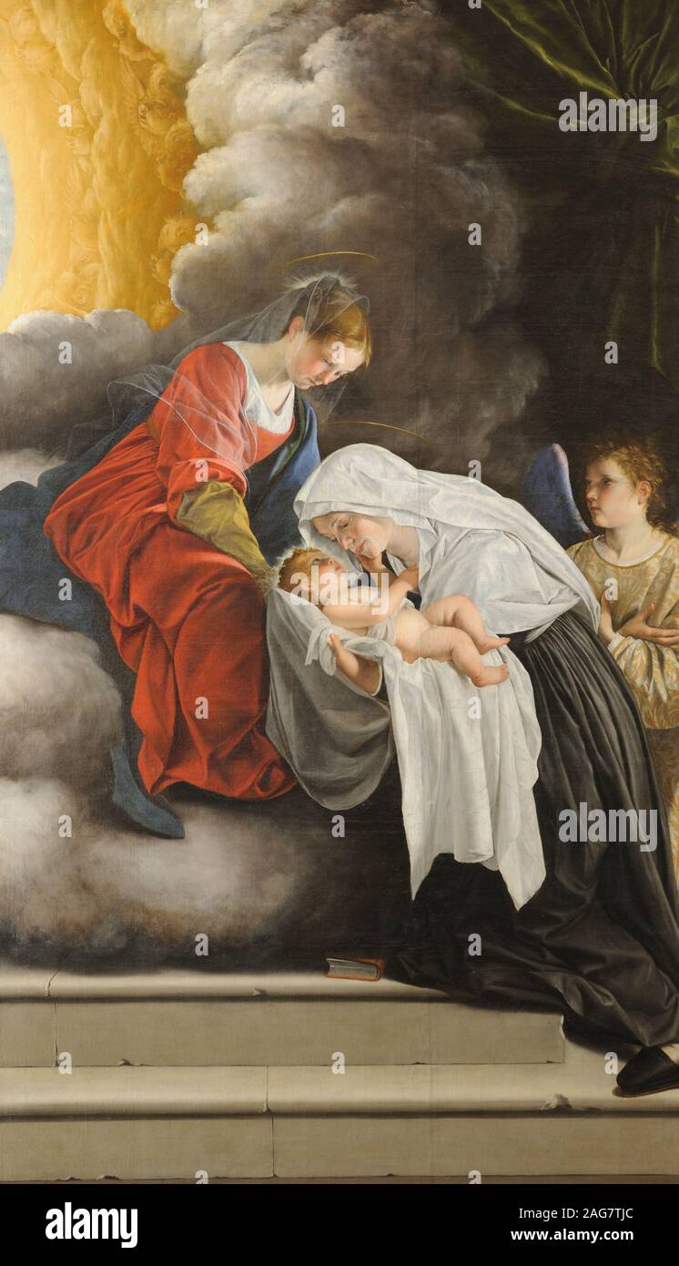 La Vergine con il Bambino e San Francesco di Roma, 1615-1618. Presenti nella collezione della Galleria nazionale delle Marche, Urbino. Foto Stock