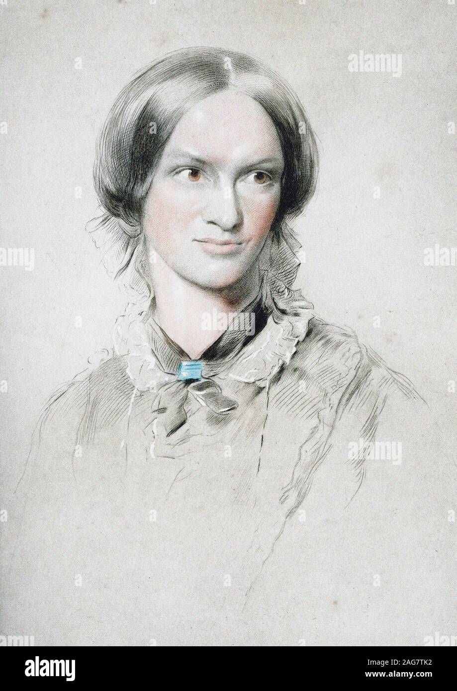 Ritratto dello scrittore di Charlotte Brémontë (1816-1855), c. 1850. Collezione privata. Foto Stock