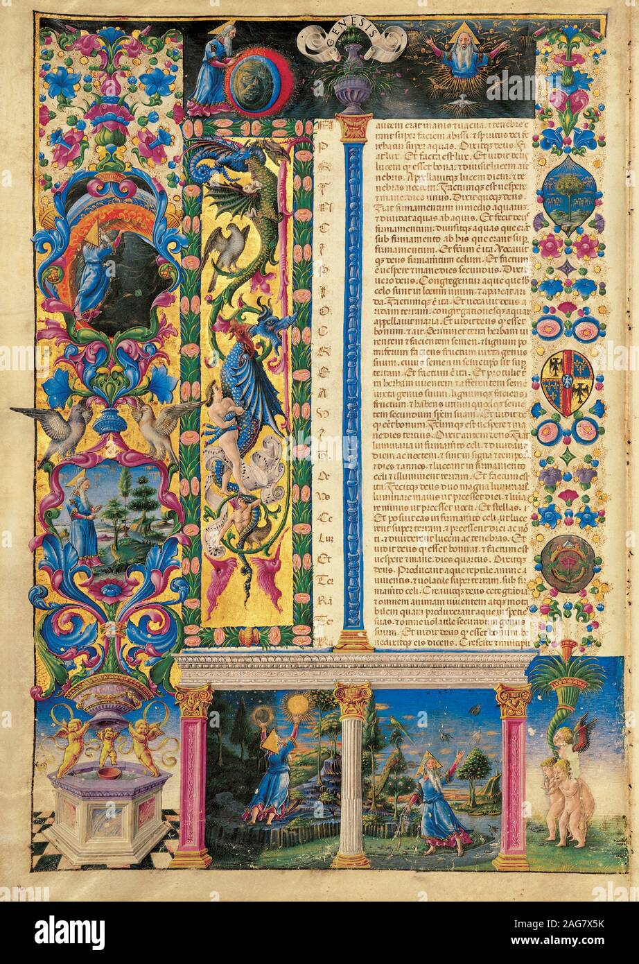 La Bibbia di Borso d'Este, 1455-1461. Presenti nella collezione della Biblioteca Estense Universitaria, Modena. Foto Stock