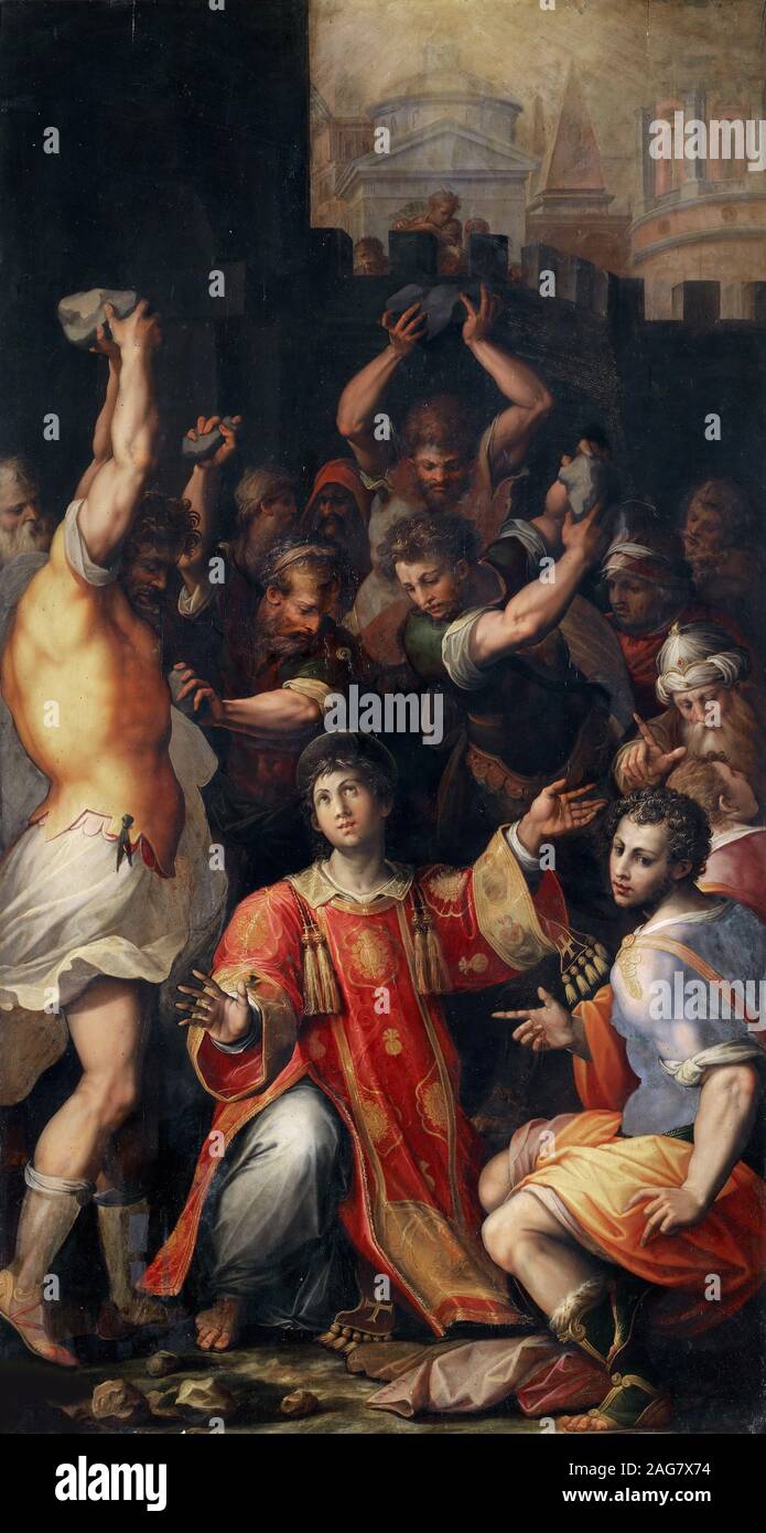 Il martirio di Santo Stefano, 1571. Trova nella collezione dei Musei Vaticani in Viale Vaticano, Roma. Foto Stock