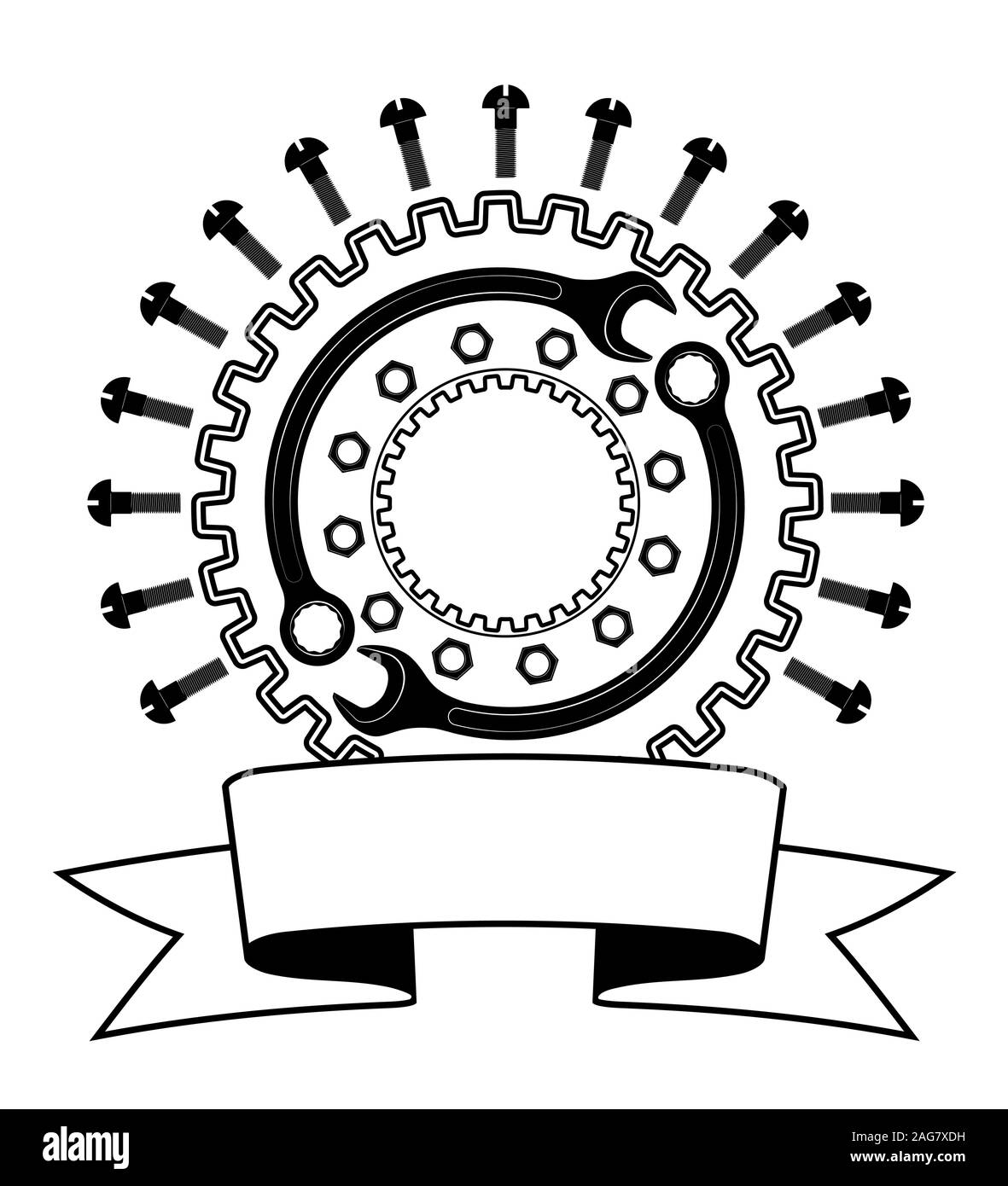 Un logo o un simbolo per auto di servizio e garage. Alta qualità di riparazione auto e manutenzione. Illustrazione Vettoriale