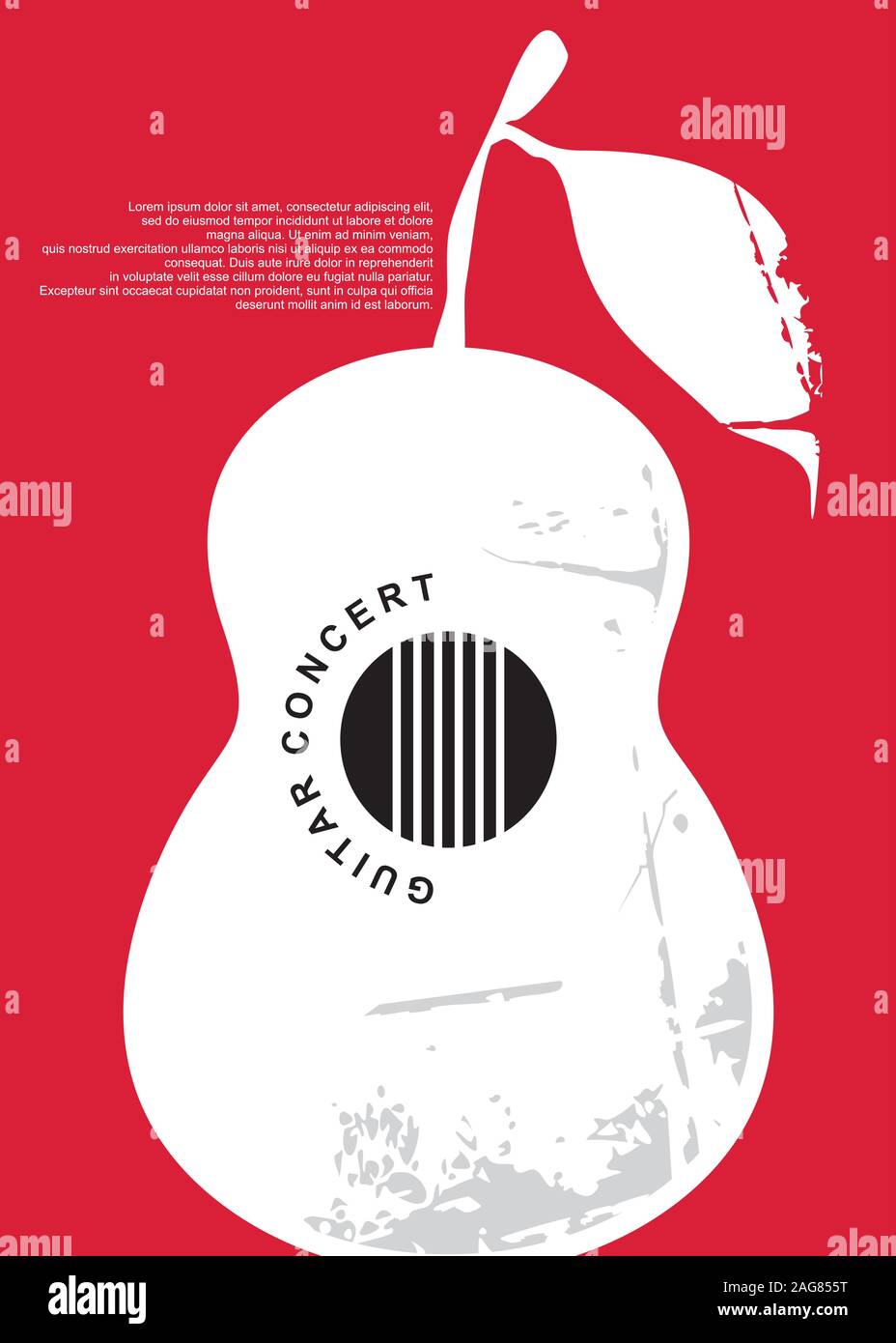 Concerto di chitarra classica poster artistico design. Musica flyer layout di invito per l'evento musicale. Arte vettoriale. Illustrazione Vettoriale