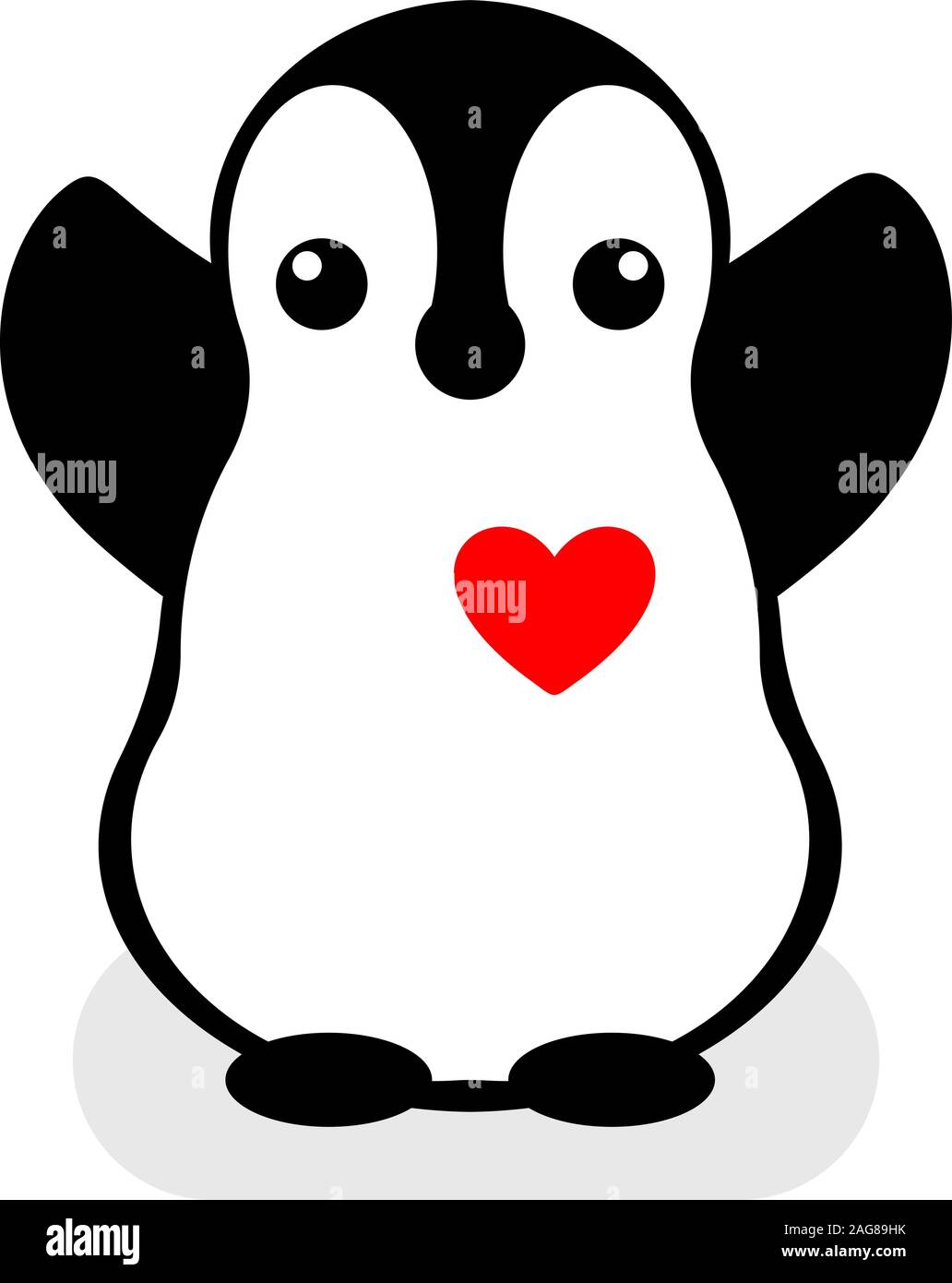 Vettore isolato logo del pinguino. Icona di animale. Illustrazione del fumetto. Segno d'inverno. In bianco e nero. Immagine grafica. Illustrazione Vettoriale