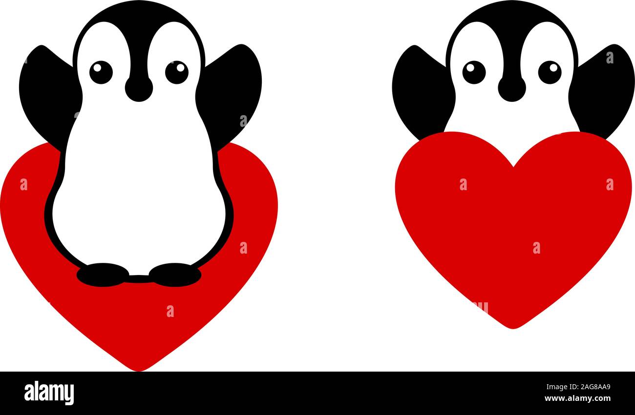 Vettore isolato logo del pinguino. Icona di animale. Illustrazione del fumetto. Segno d'inverno. In bianco e nero. Immagine grafica. Illustrazione Vettoriale