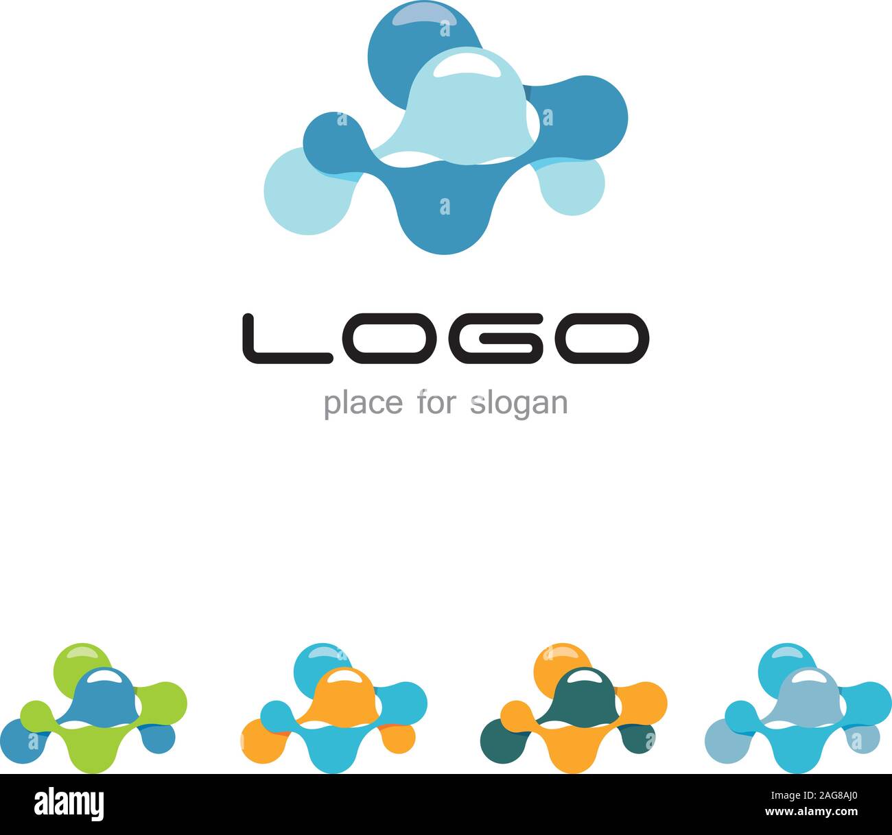 Abstract vettore logo molecolare set. Logotipo medica. Collezione colorata. La scienza logotipo. Illustrazione Vettoriale