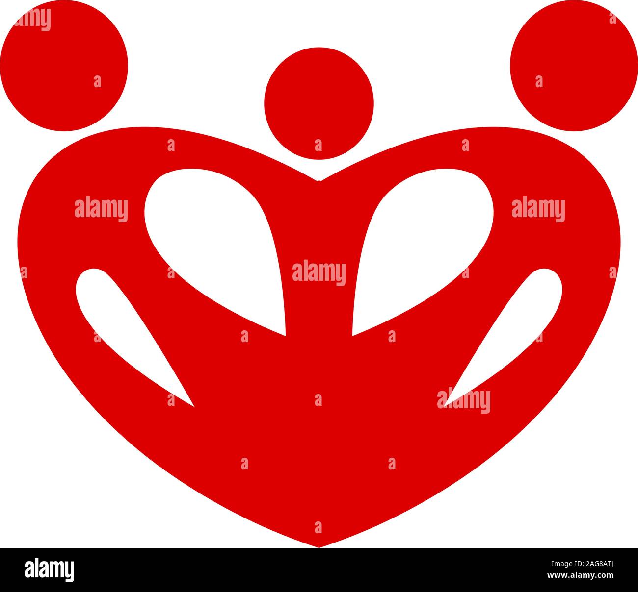 Vettore isolato segno. San Valentino simbolo. Red progettato cuore logo. Logotipo di famiglia. Orfanotrofio icona. Illustrazione Vettoriale