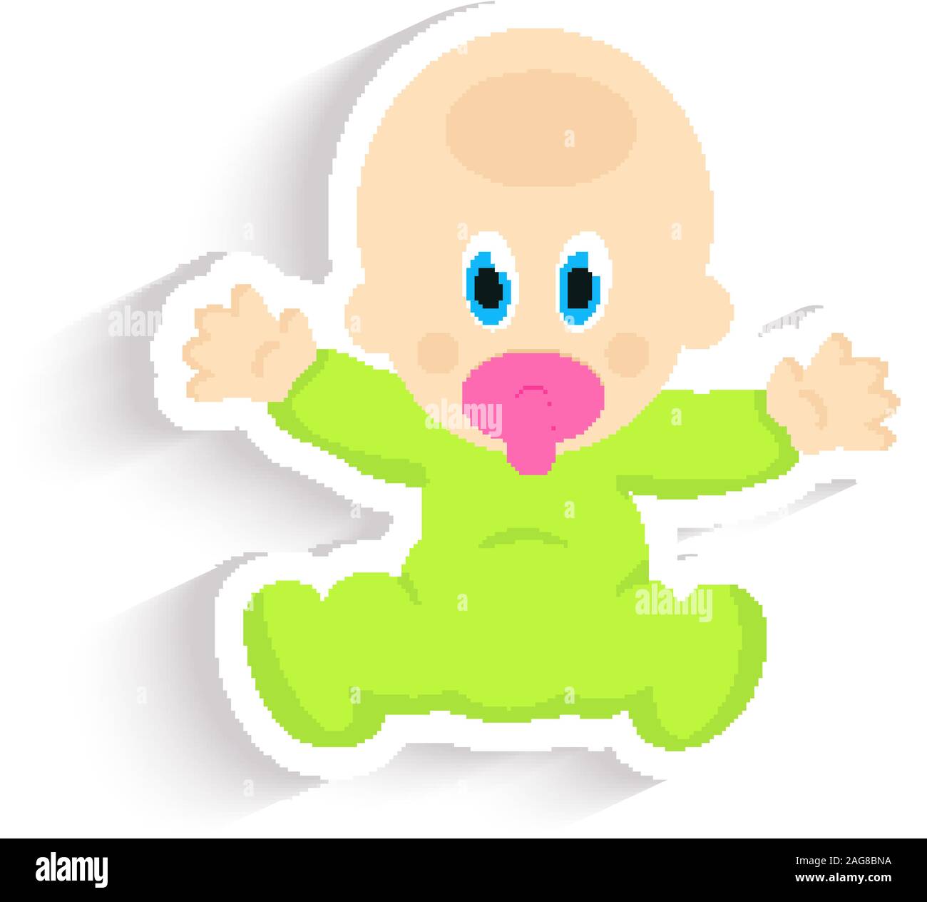 Il logo del neonato. Bambino verde illustrazione vettoriale. Illustrazione Vettoriale