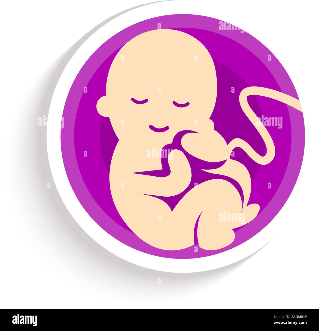 Gravidanza round logo inusuale. Il beige simpatico baby. Piccolo uomo illustrazione vettoriale. Illustrazione Vettoriale