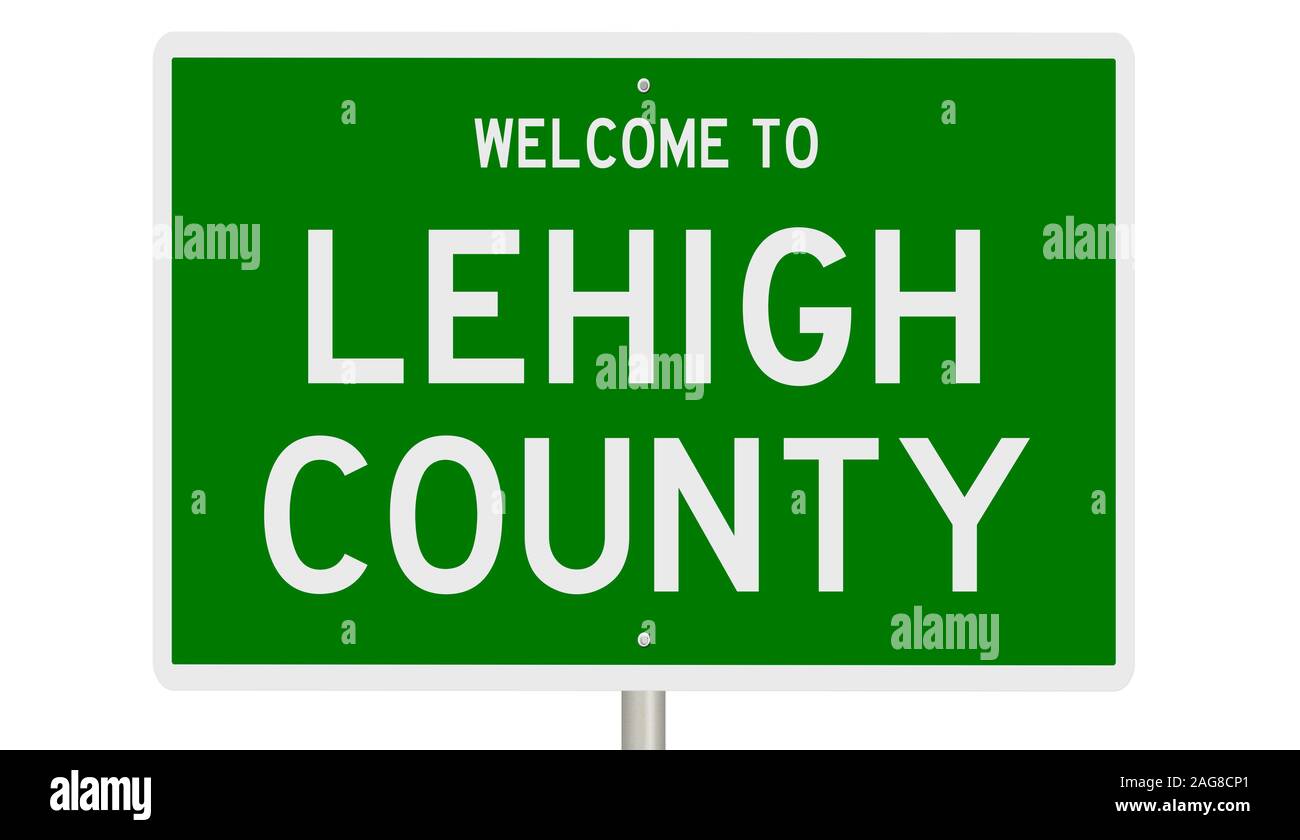 Il rendering di un verde 3d autostrada segno per la contea di Lehigh Foto Stock