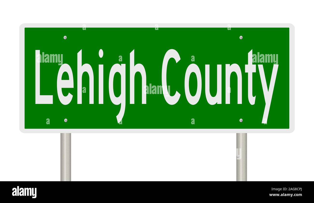 Il rendering di un verde 3d autostrada segno per la contea di Lehigh Foto Stock