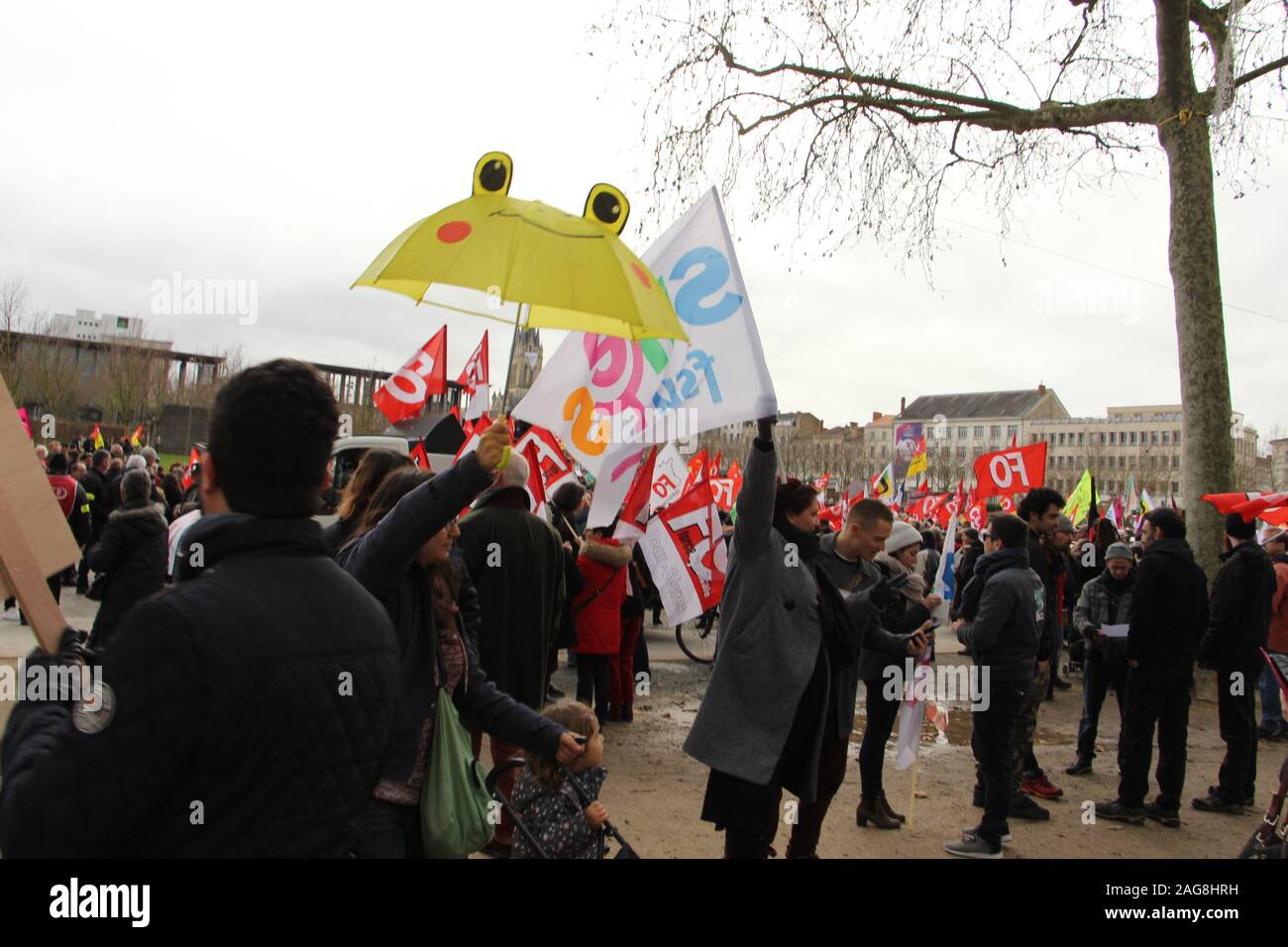 Massiccia mobilitazione contro la riforma delle pensioni con 5000 manifestanti in Niort con per la prima volta la CFDT, ma non sugli stessi punti Foto Stock