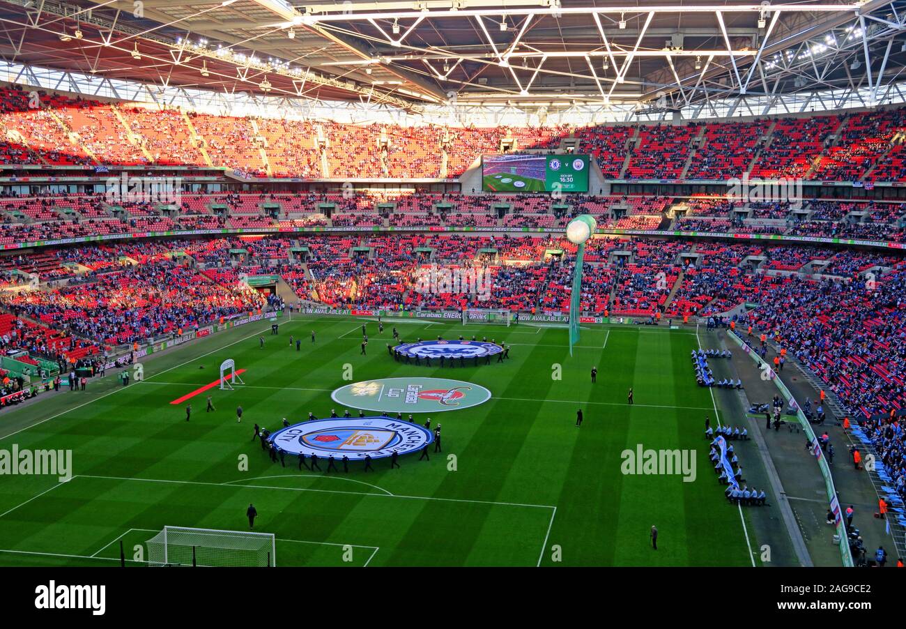 MCFC,Manchester City,Manchester City Football Club vs Chelsea,Carabao cup finale 24/02/2019 Lo stadio di Wembley a Londra, Inghilterra, Regno Unito - Feb2019 Foto Stock