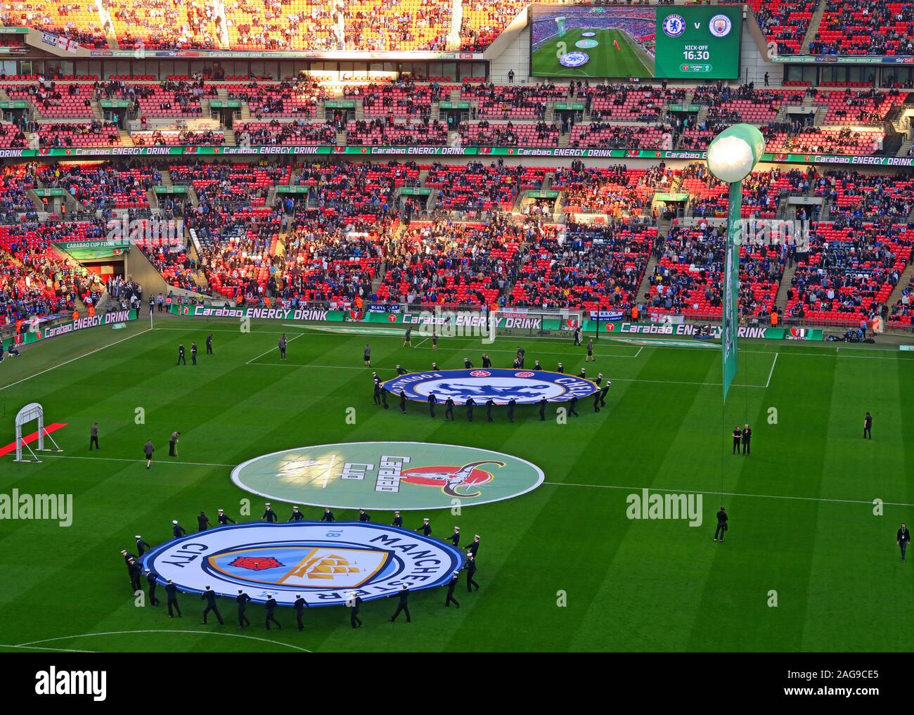 MCFC,Manchester City,Manchester City Football Club vs Chelsea,Carabao cup finale 24/02/2019 Lo stadio di Wembley a Londra, Inghilterra, Regno Unito - Feb2019 Foto Stock