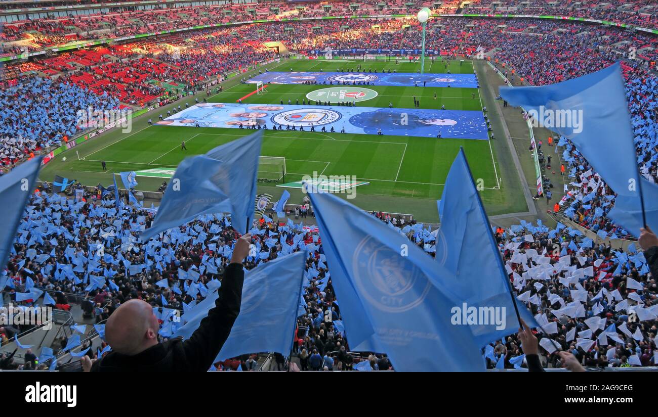 MCFC,Manchester City,Manchester City Football Club vs Chelsea,Carabao cup finale 24/02/2019 Lo stadio di Wembley a Londra, Inghilterra, Regno Unito - Feb2019 Foto Stock