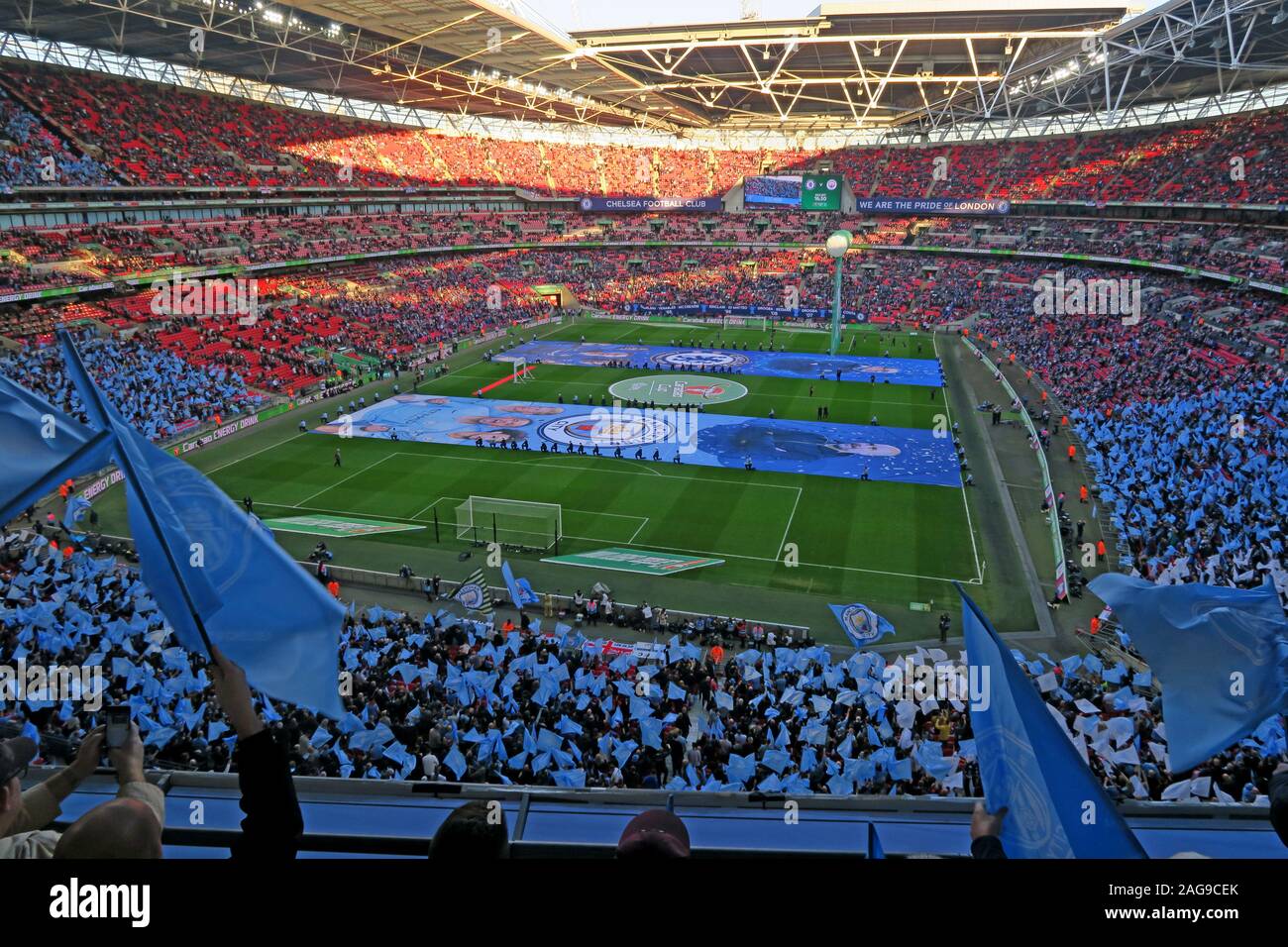 MCFC,Manchester City,Manchester City Football Club vs Chelsea,Carabao cup finale 24/02/2019 Lo stadio di Wembley a Londra, Inghilterra, Regno Unito - Feb2019 Foto Stock