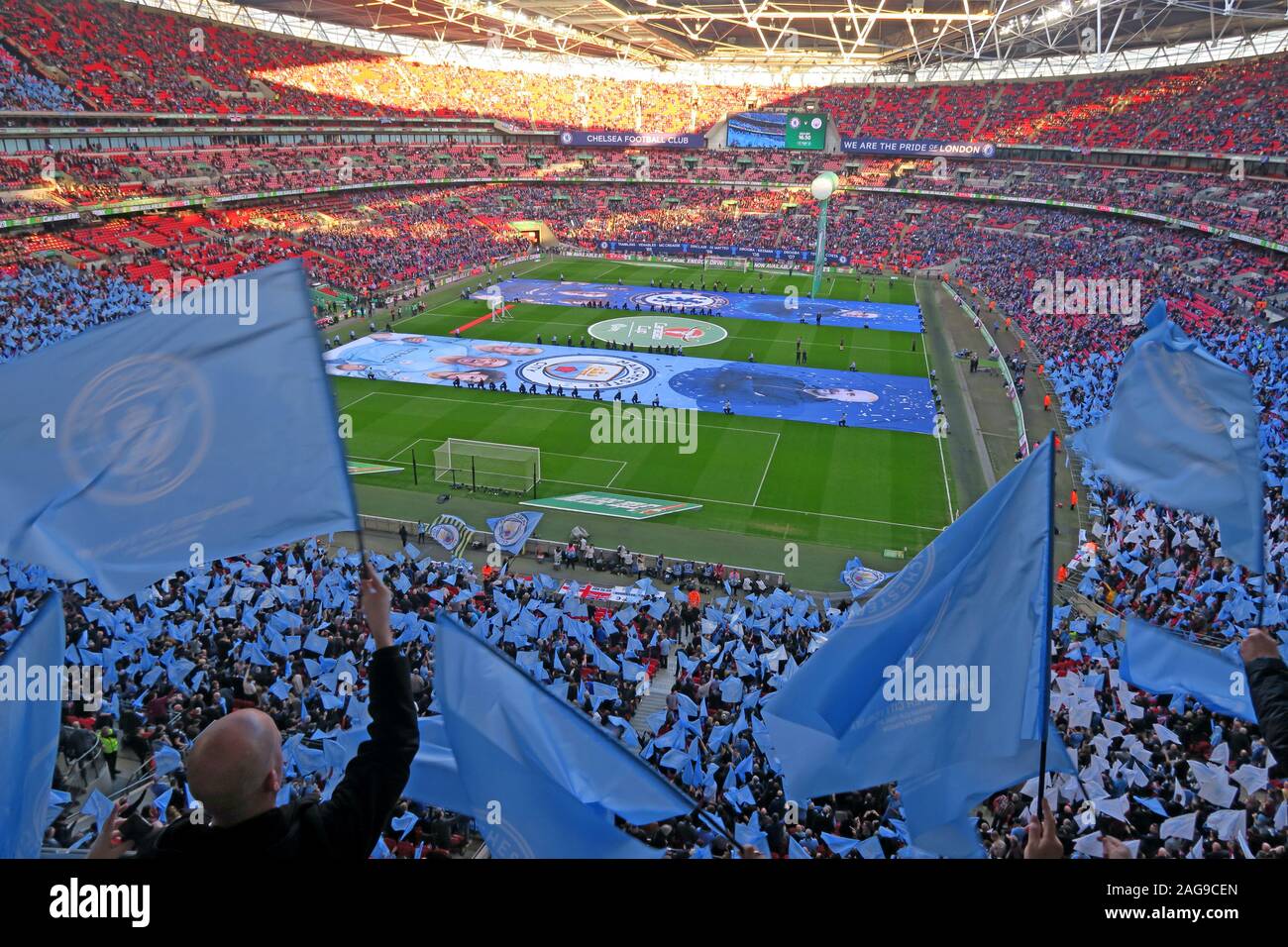 MCFC,Manchester City,Manchester City Football Club vs Chelsea,Carabao cup finale 24/02/2019 Lo stadio di Wembley a Londra, Inghilterra, Regno Unito - Feb2019 Foto Stock