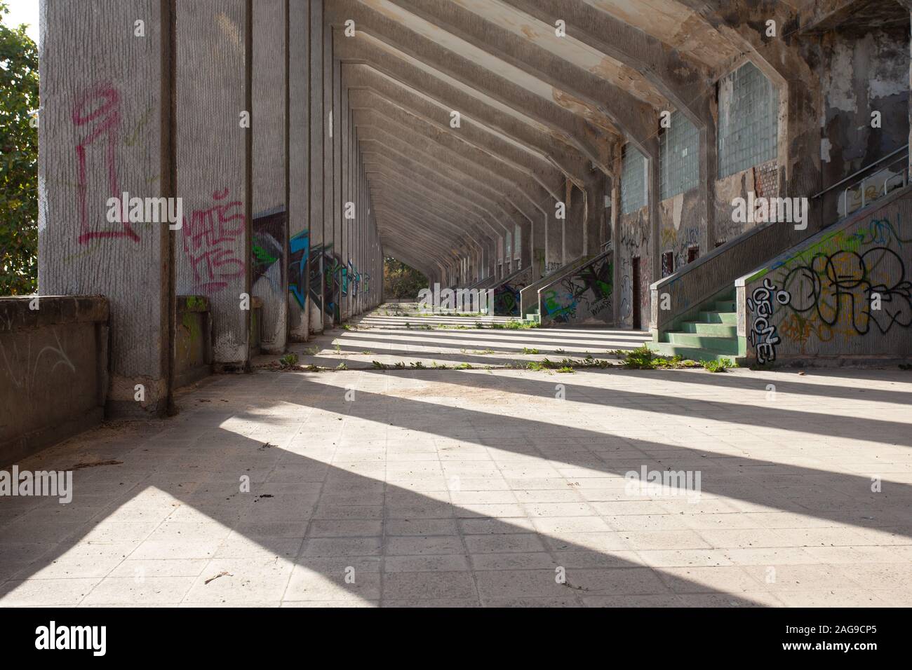 Splendida vista dello Stadio abbandonato di Strahov catturato a Praga Foto Stock