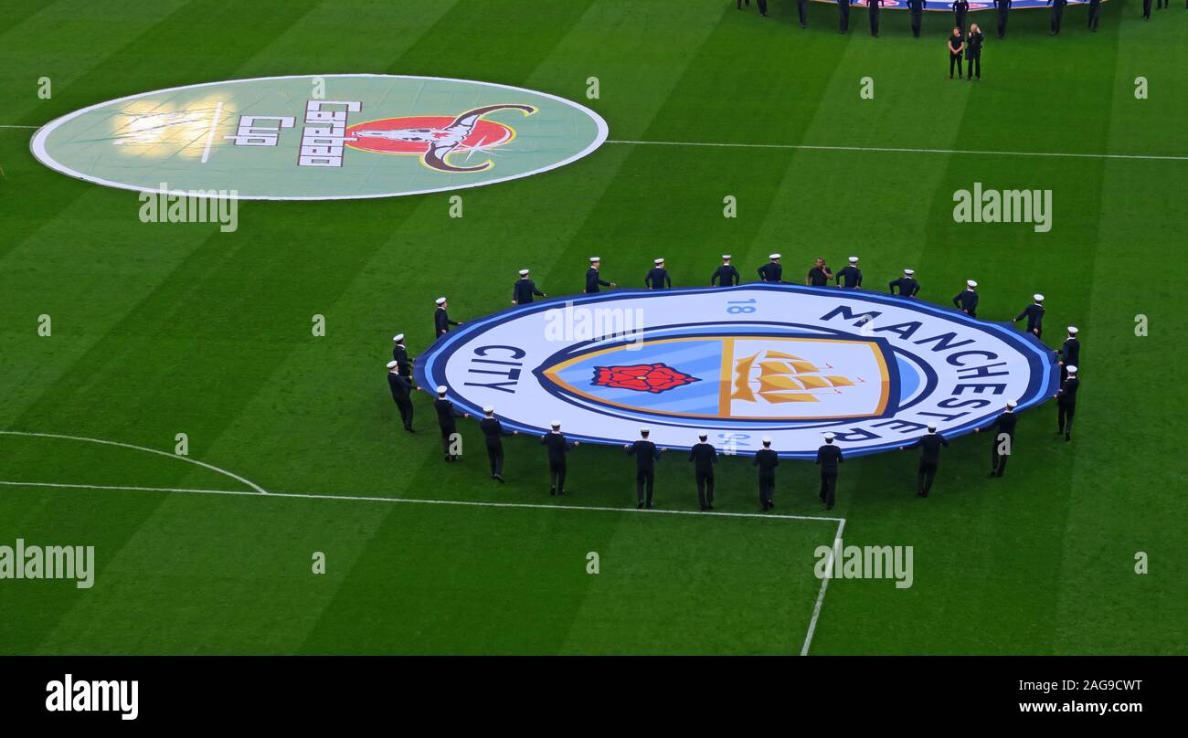 MCFC,Manchester City,Manchester City Football Club vs Chelsea,Carabao cup finale 24/02/2019 Lo stadio di Wembley a Londra, Inghilterra, Regno Unito - Feb2019 Foto Stock
