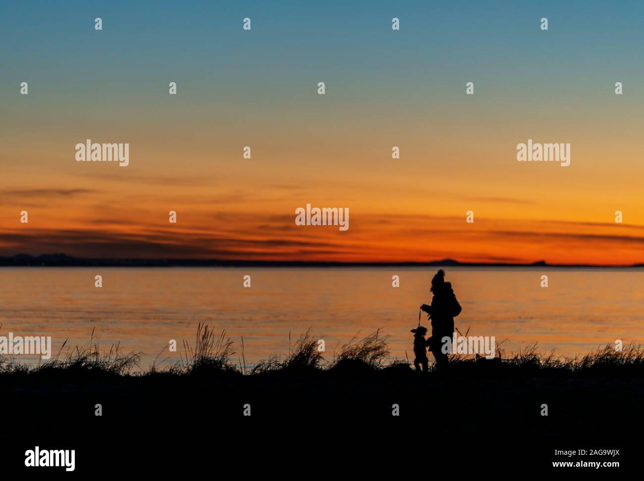 Tramonto, Reykjavik, Islanda Foto Stock