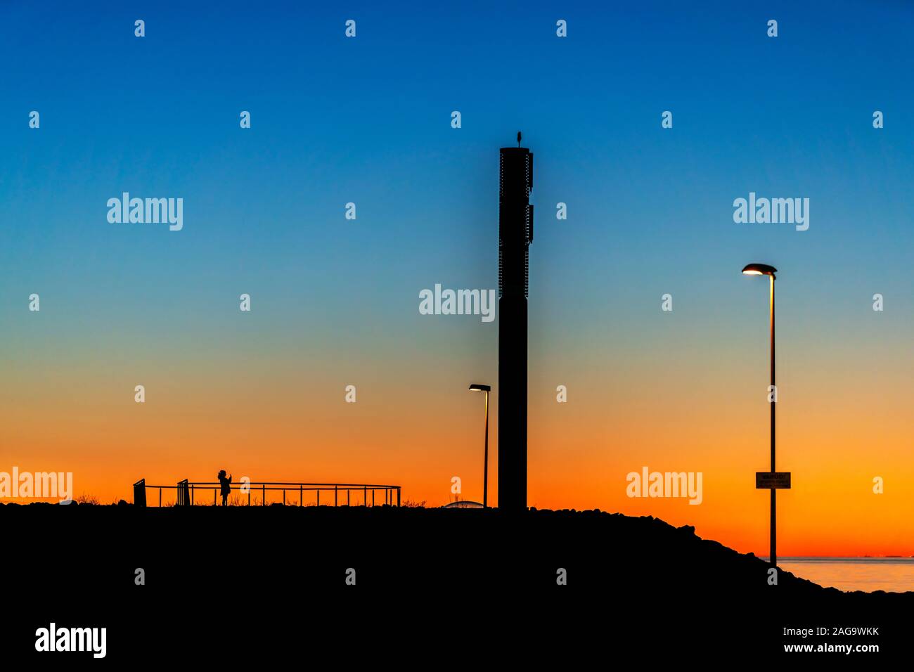 Tramonto, Reykjavik, Islanda Foto Stock