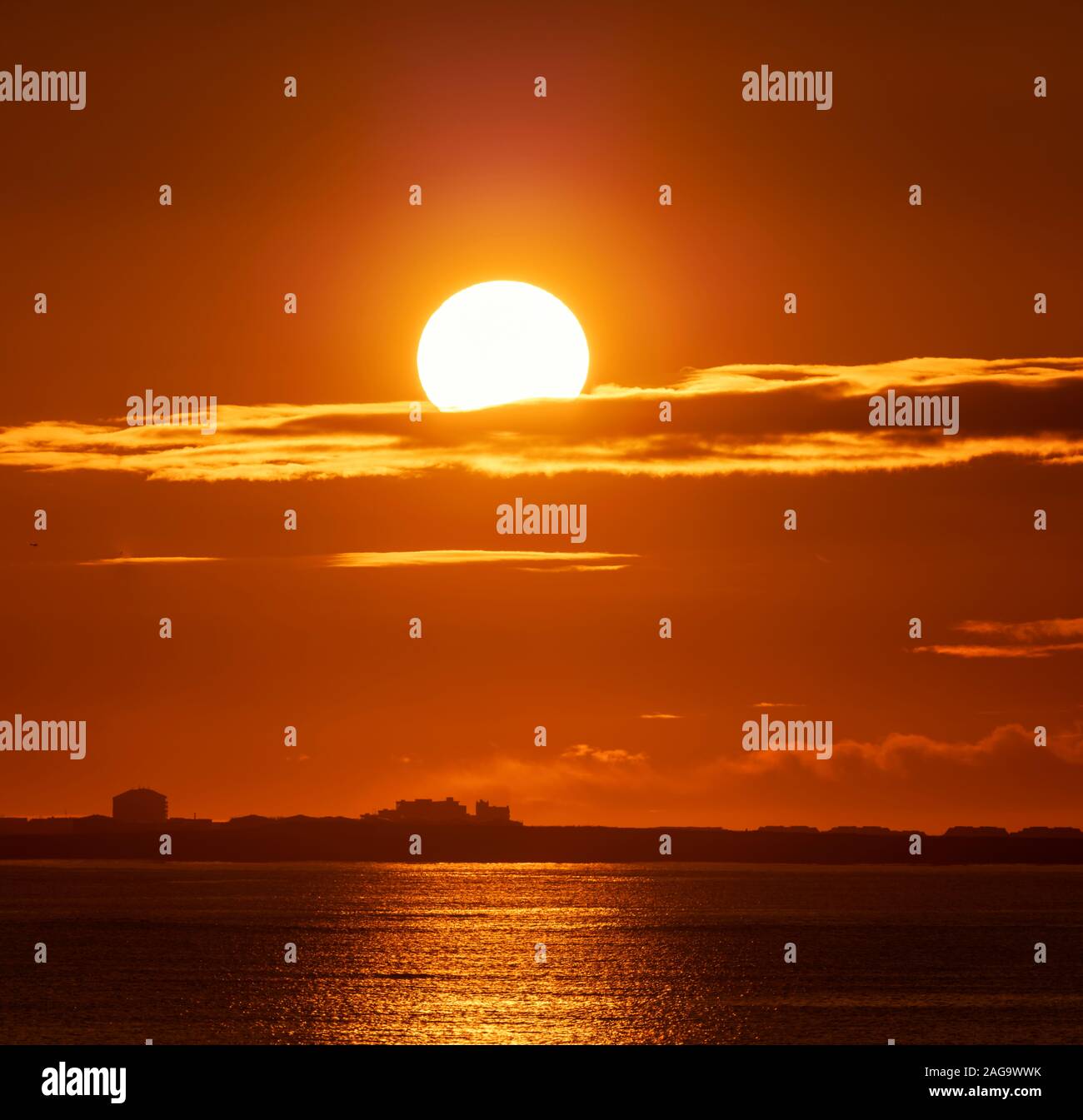 Tramonto, Reykjavik, Islanda Foto Stock